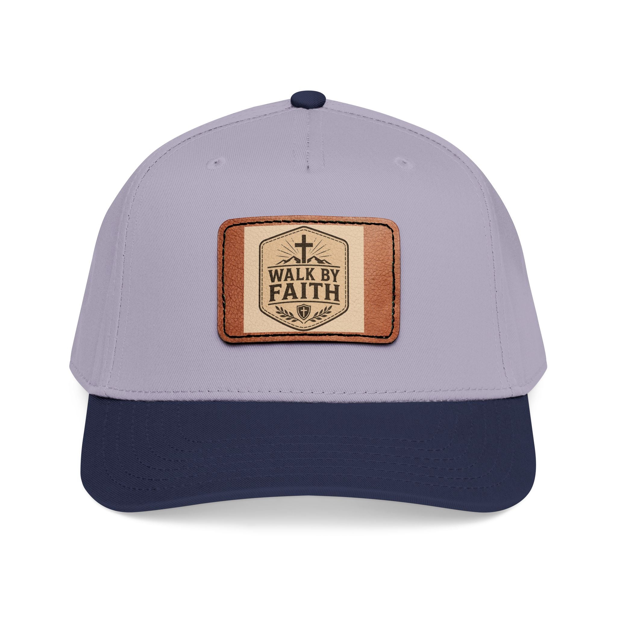 Mid Profile Baseball Cap with Leather Patch (Rectangle)