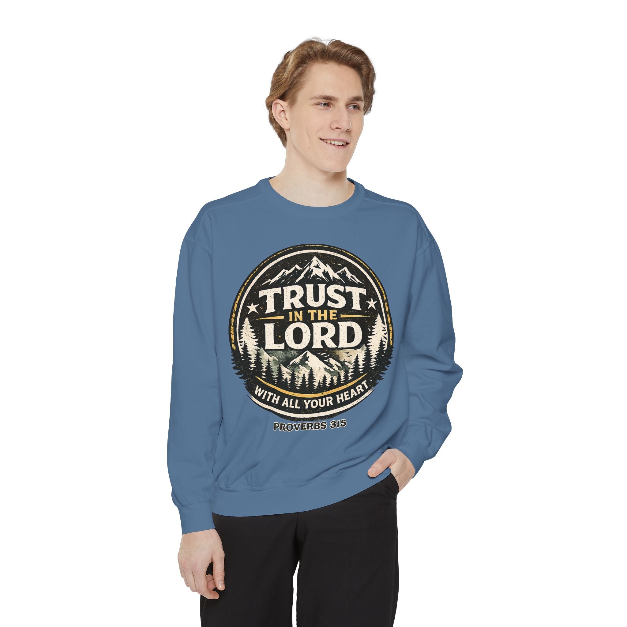 Trust in the Lord Sweatshirt — Proverbs 3:5 Faith Graphic Crewneck