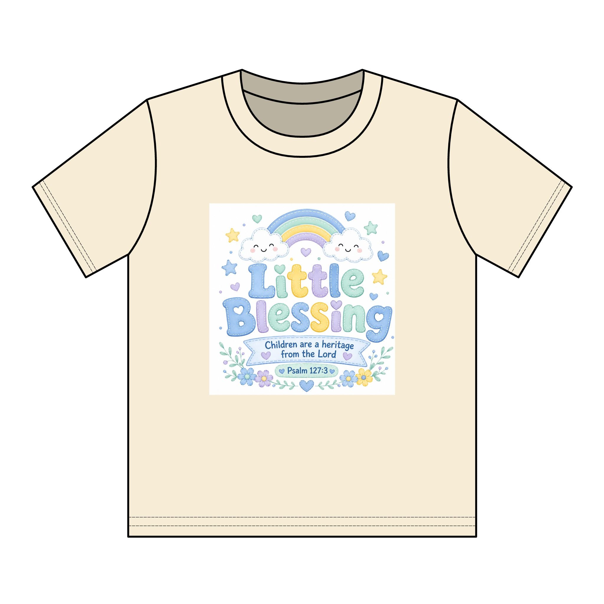 Kids T-Shirt – “Little Blessing” Pastel Rainbow Christian Tee (Youth)