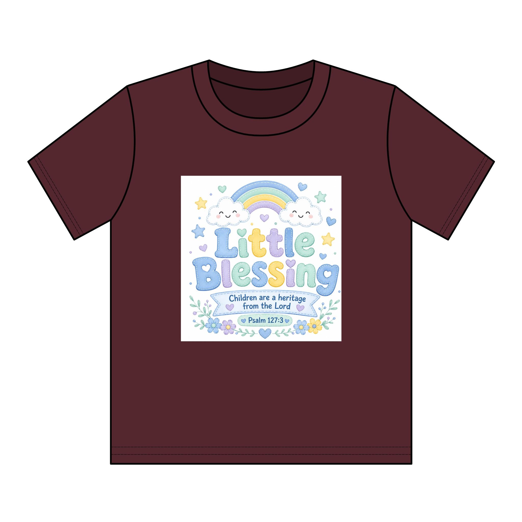 Kids T-Shirt – “Little Blessing” Pastel Rainbow Christian Tee (Youth)