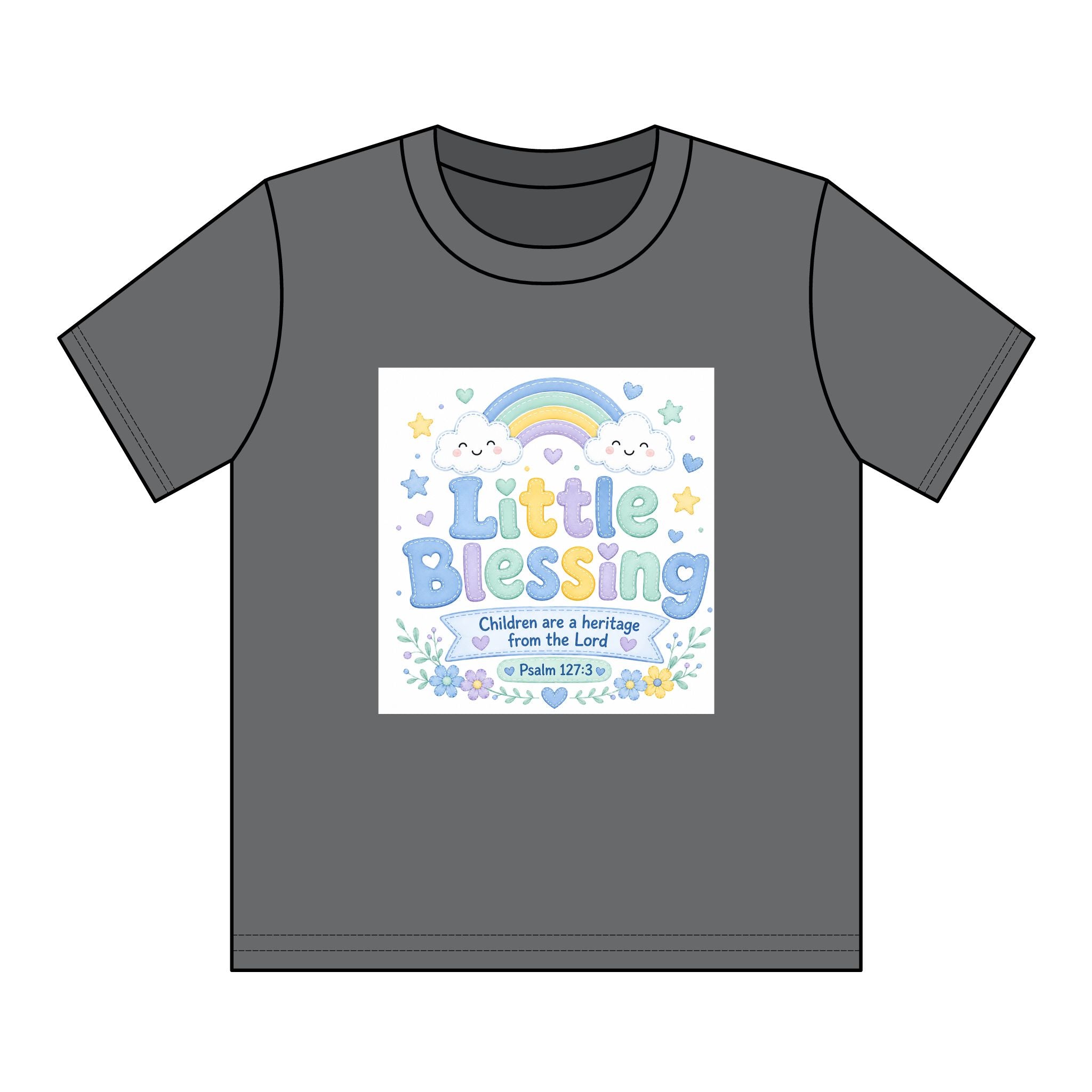 Kids T-Shirt – “Little Blessing” Pastel Rainbow Christian Tee (Youth)