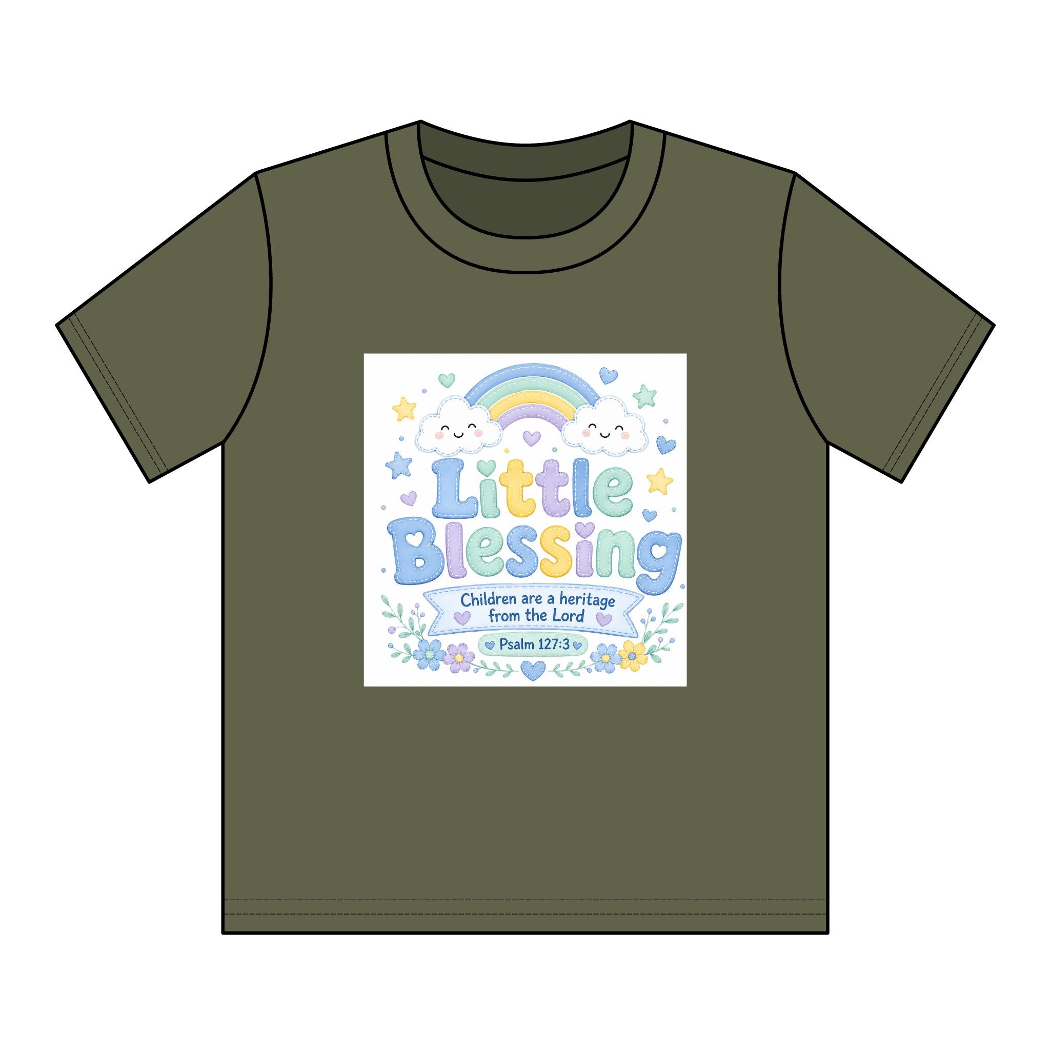 Kids T-Shirt – “Little Blessing” Pastel Rainbow Christian Tee (Youth)