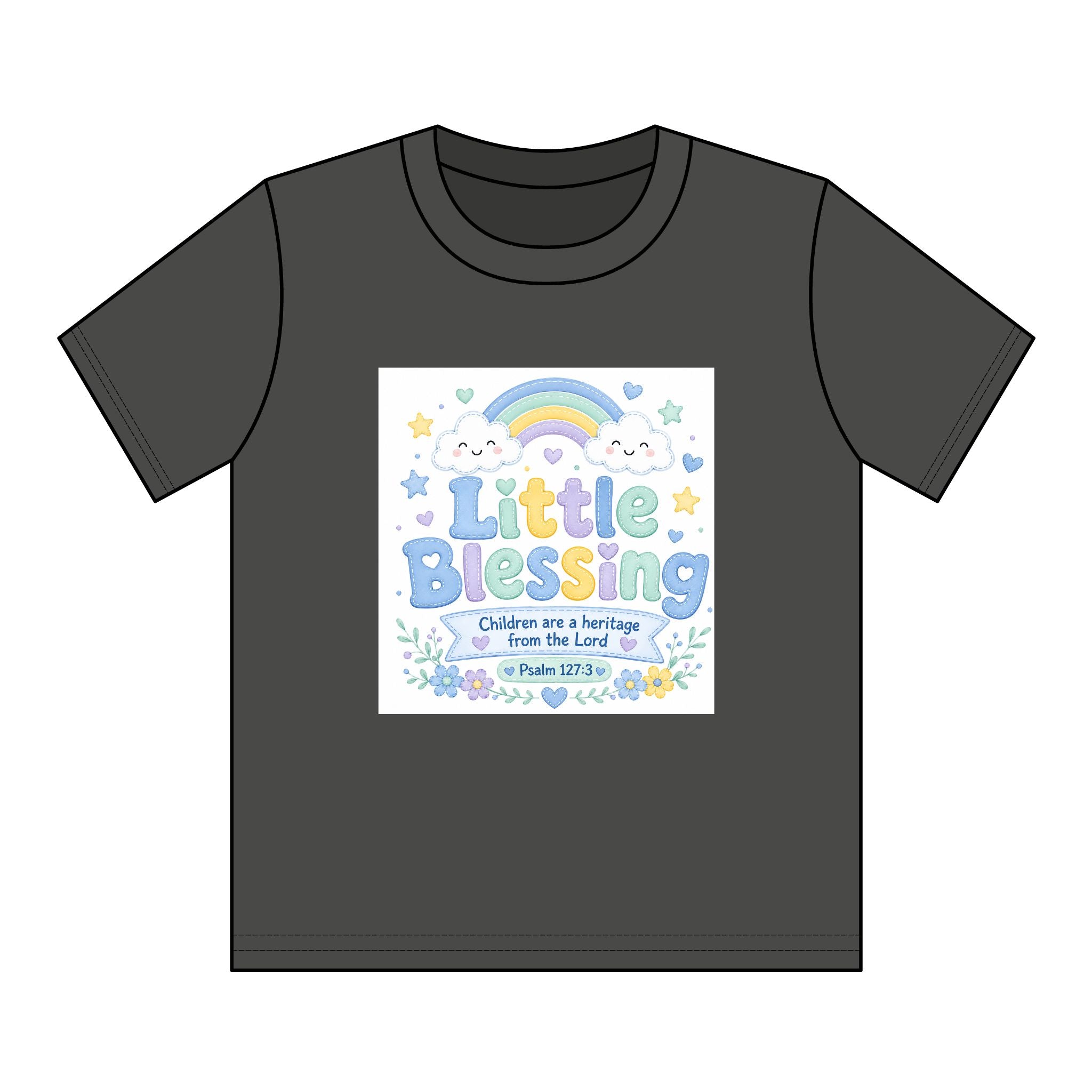 Kids T-Shirt – “Little Blessing” Pastel Rainbow Christian Tee (Youth)