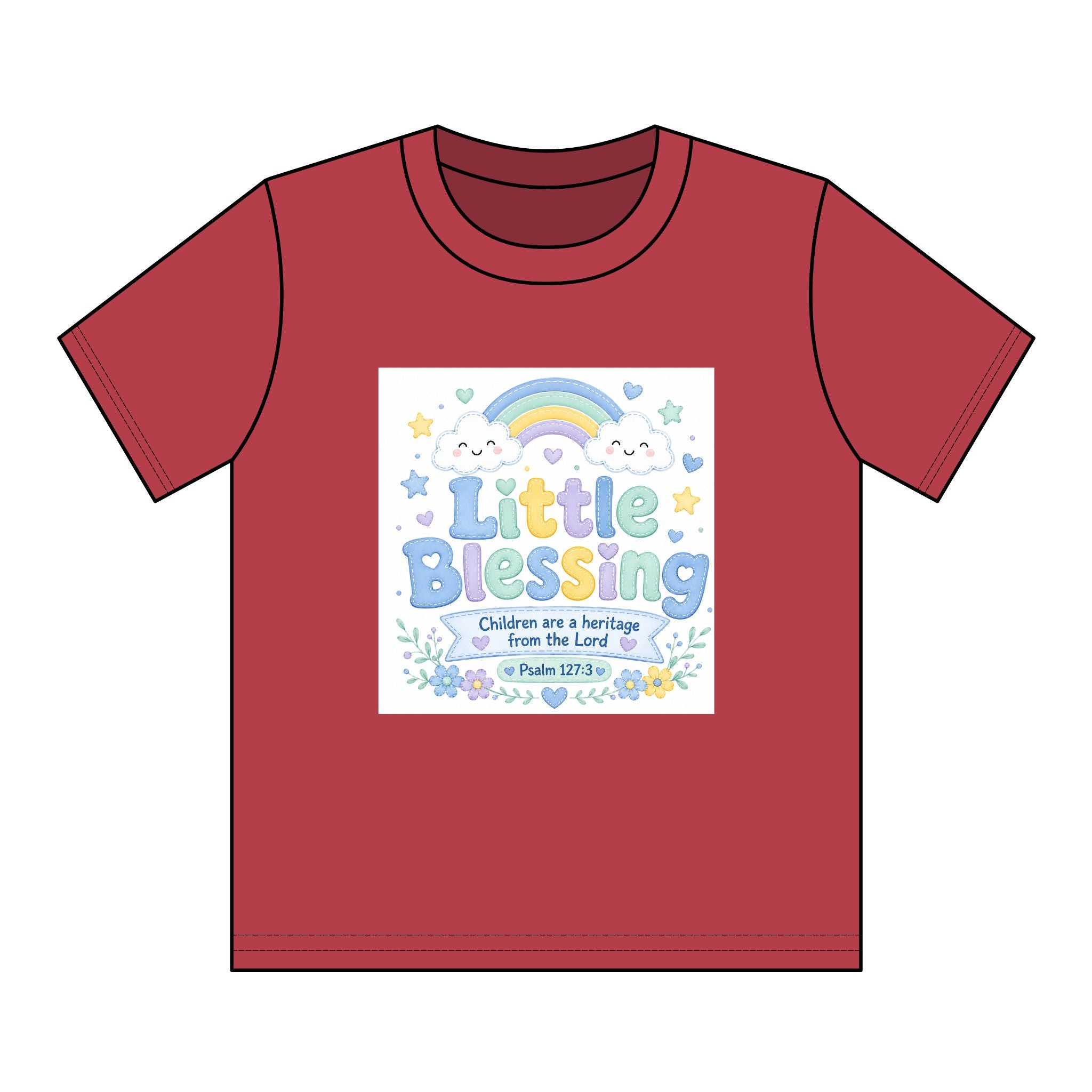 Kids T-Shirt – “Little Blessing” Pastel Rainbow Christian Tee (Youth)