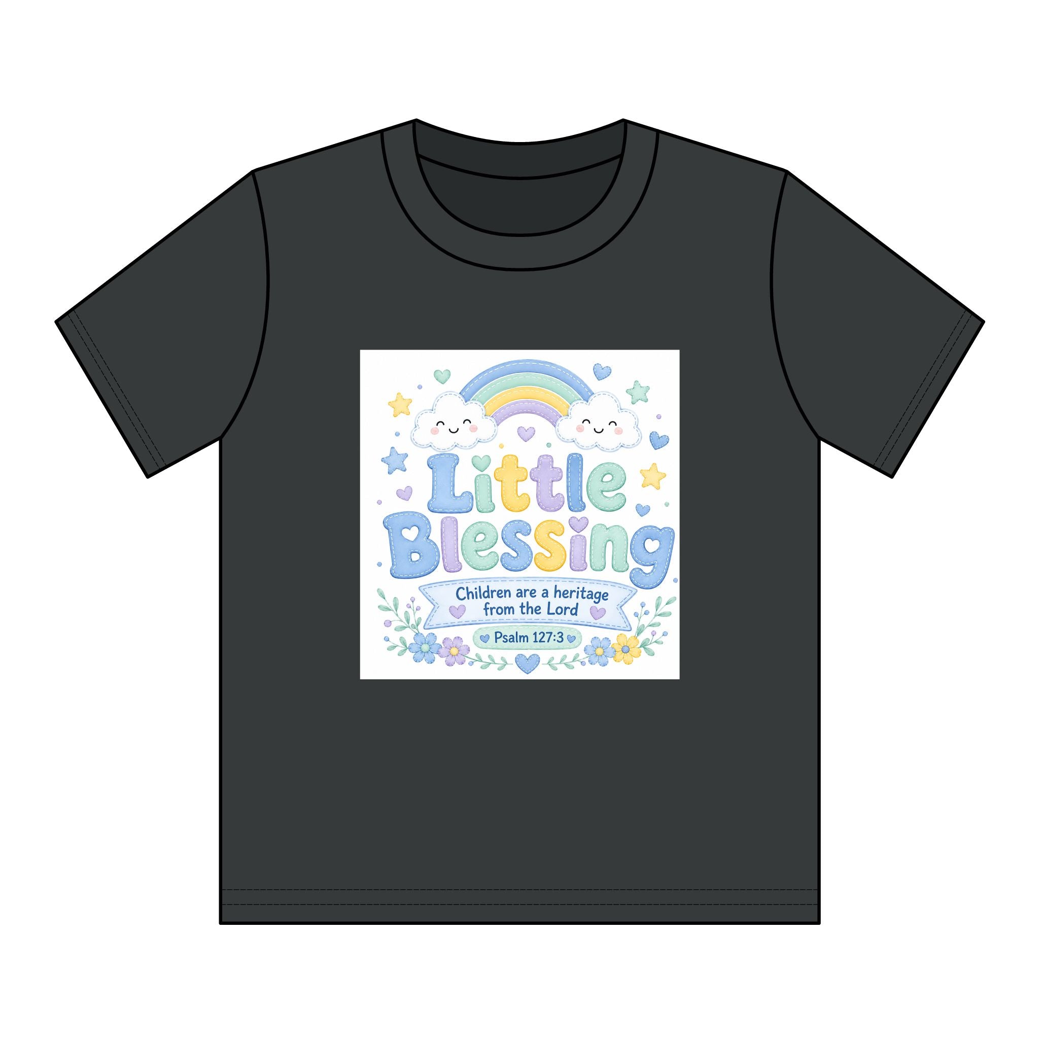 Kids T-Shirt – “Little Blessing” Pastel Rainbow Christian Tee (Youth)