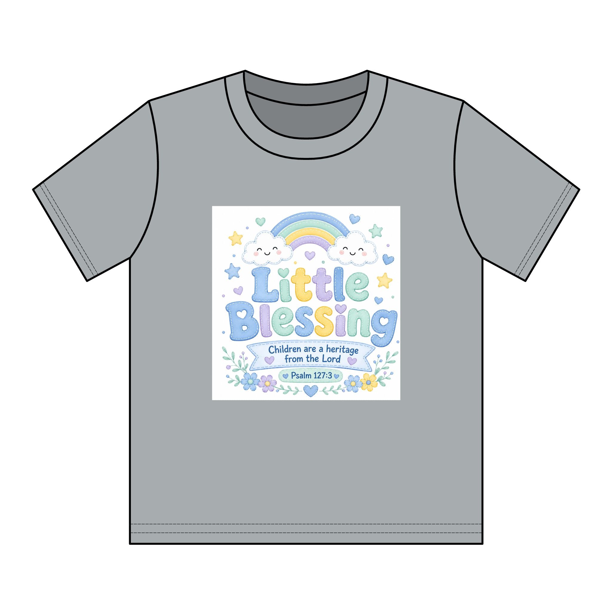 Kids T-Shirt – “Little Blessing” Pastel Rainbow Christian Tee (Youth)