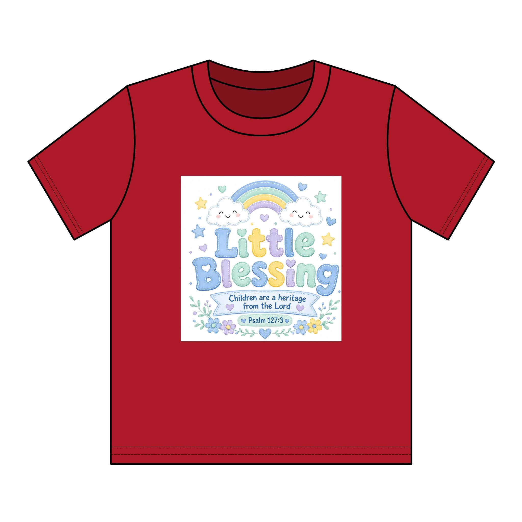 Kids T-Shirt – “Little Blessing” Pastel Rainbow Christian Tee (Youth)