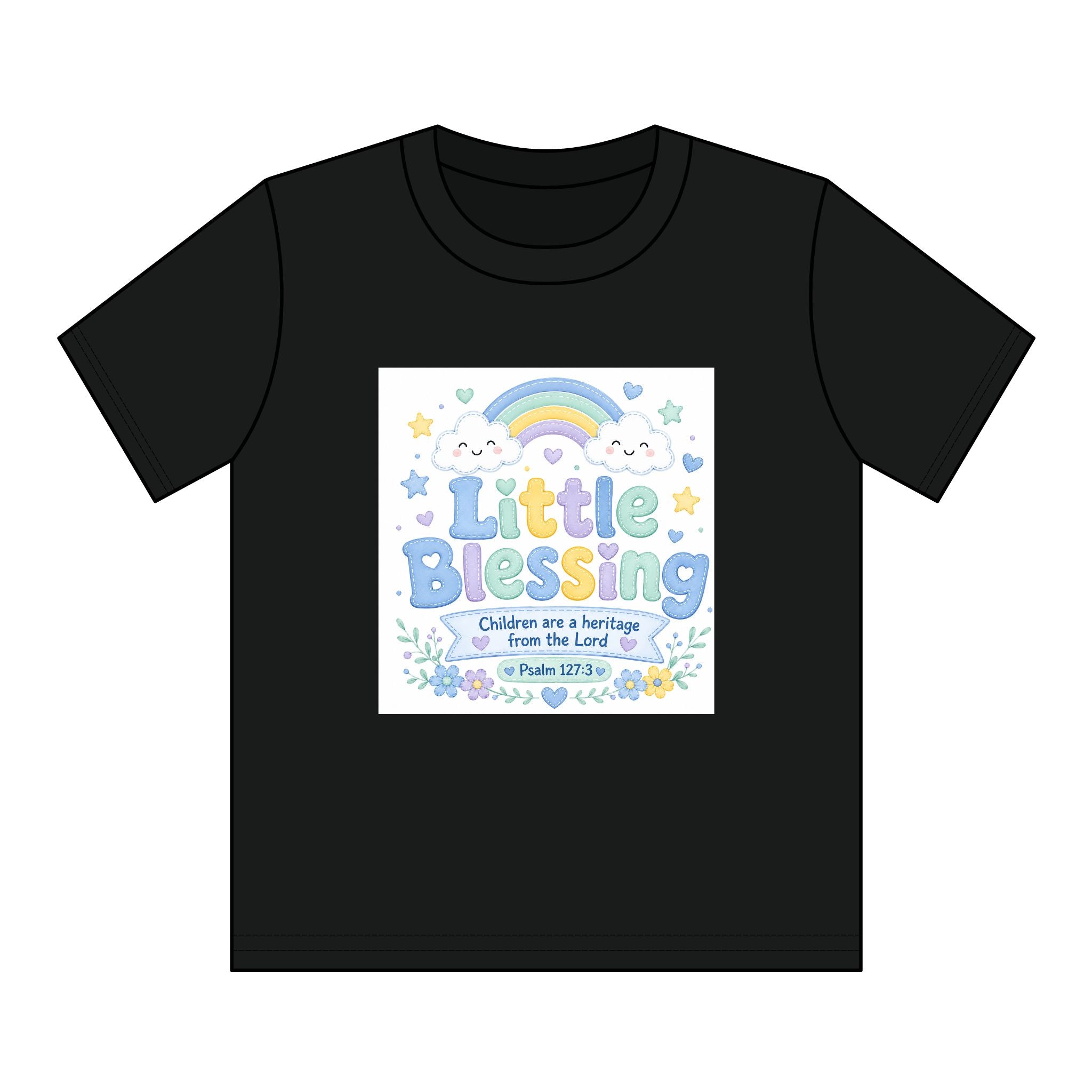 Kids T-Shirt – “Little Blessing” Pastel Rainbow Christian Tee (Youth)