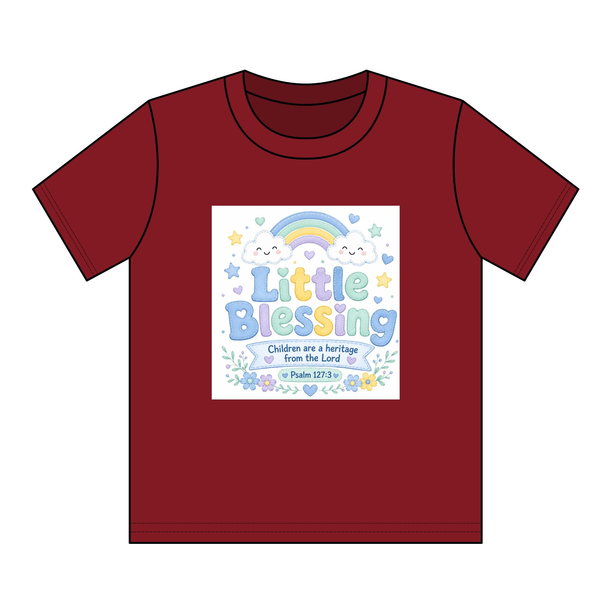 Kids T-Shirt – “Little Blessing” Pastel Rainbow Christian Tee (Youth)