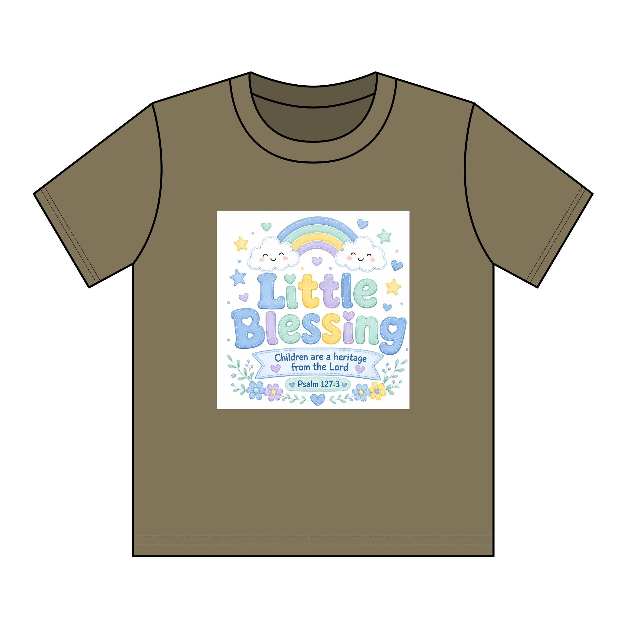 Kids T-Shirt – “Little Blessing” Pastel Rainbow Christian Tee (Youth)