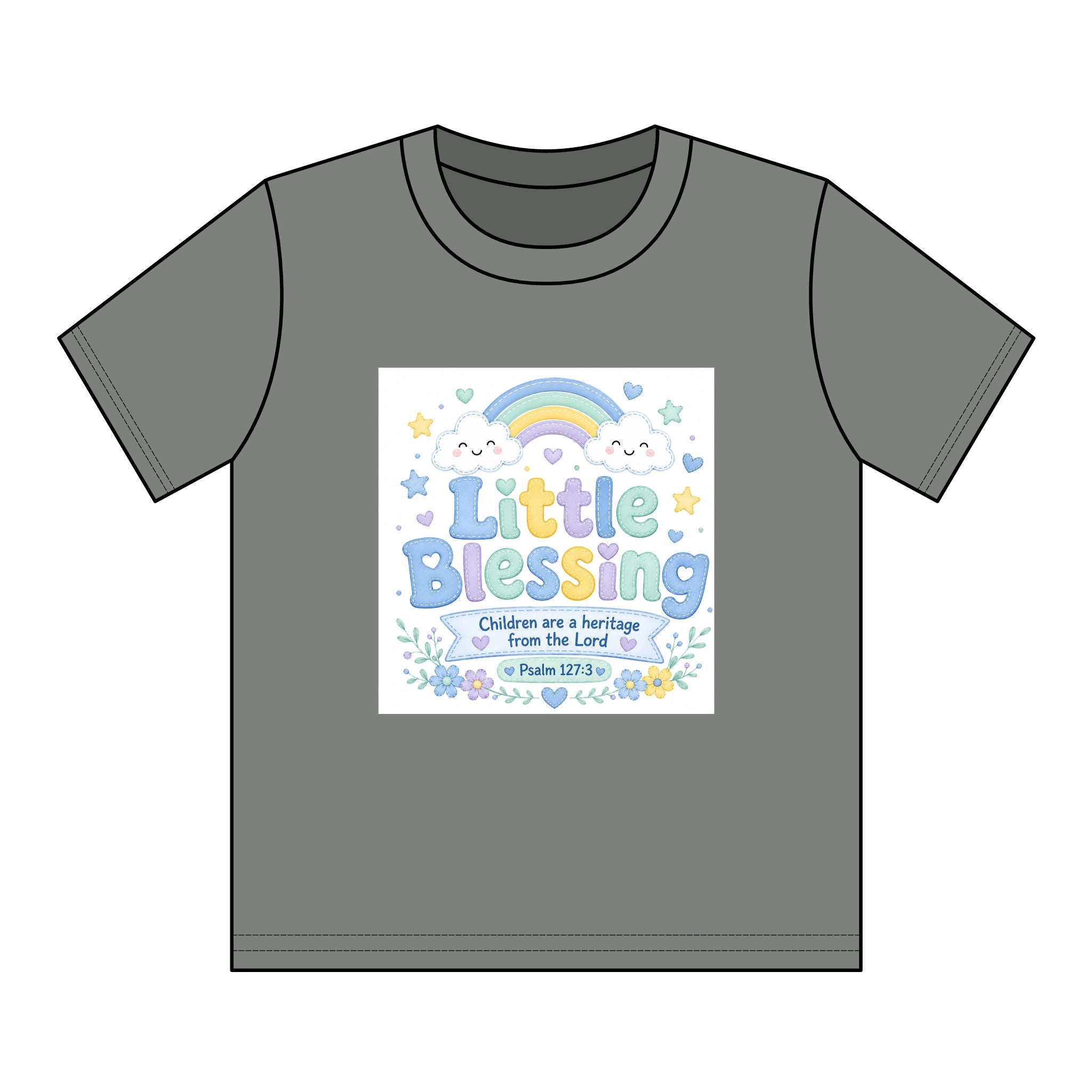 Kids T-Shirt – “Little Blessing” Pastel Rainbow Christian Tee (Youth)