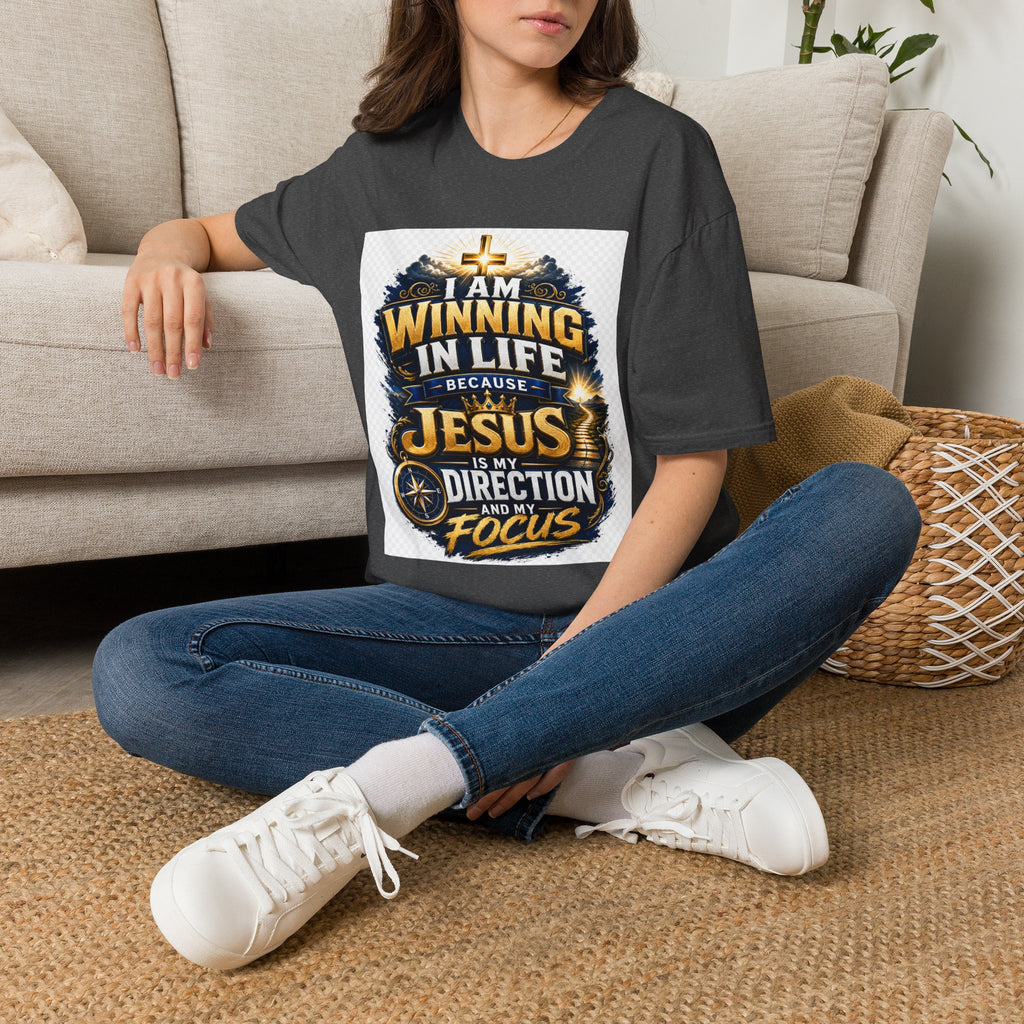 I Am Winning In Life Christian T-Shirt — "Jesus Is My Direction" Inspirational Faith Tee
