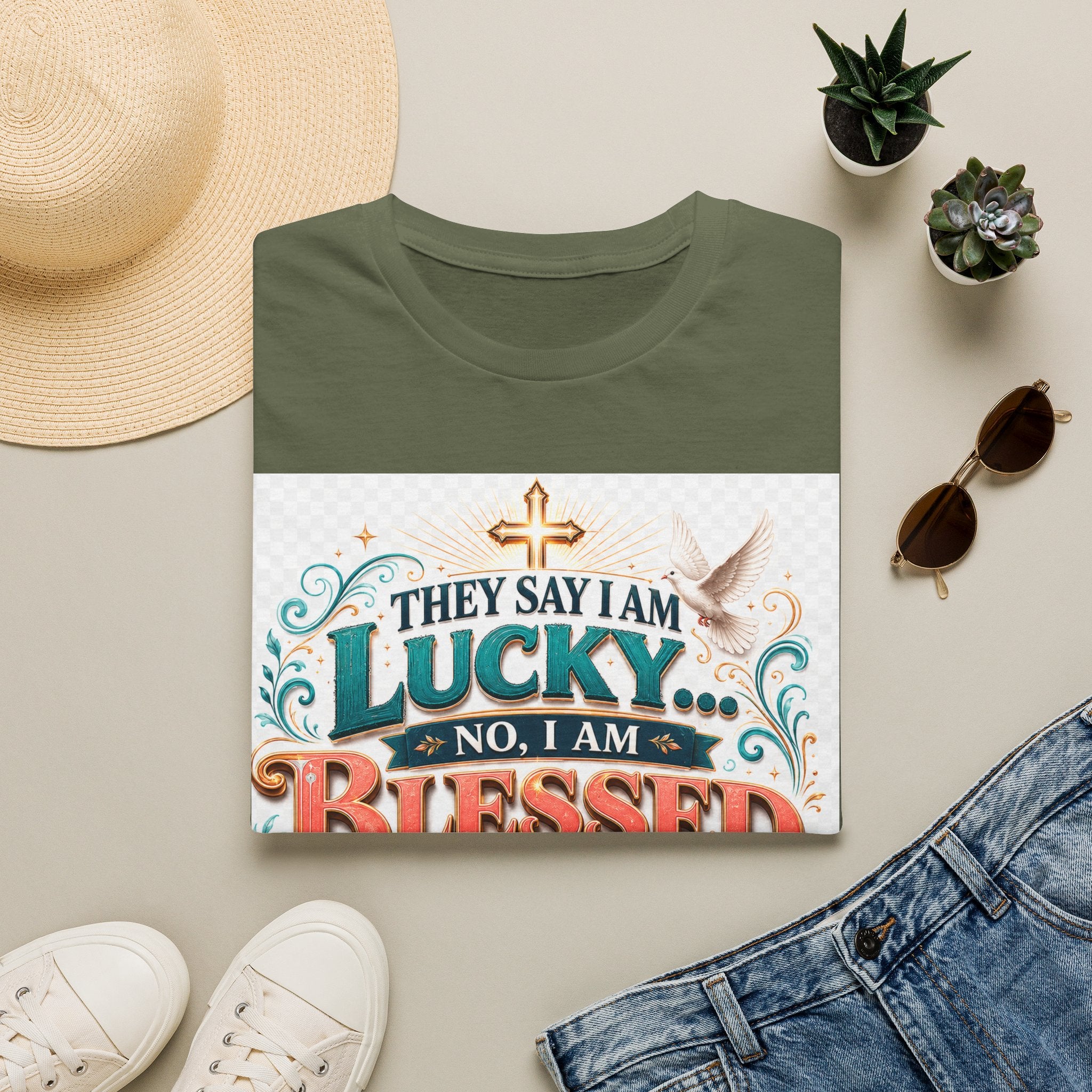 They Say I Am Lucky No, I Am Blessed T-Shirt — Christian Faith Tee