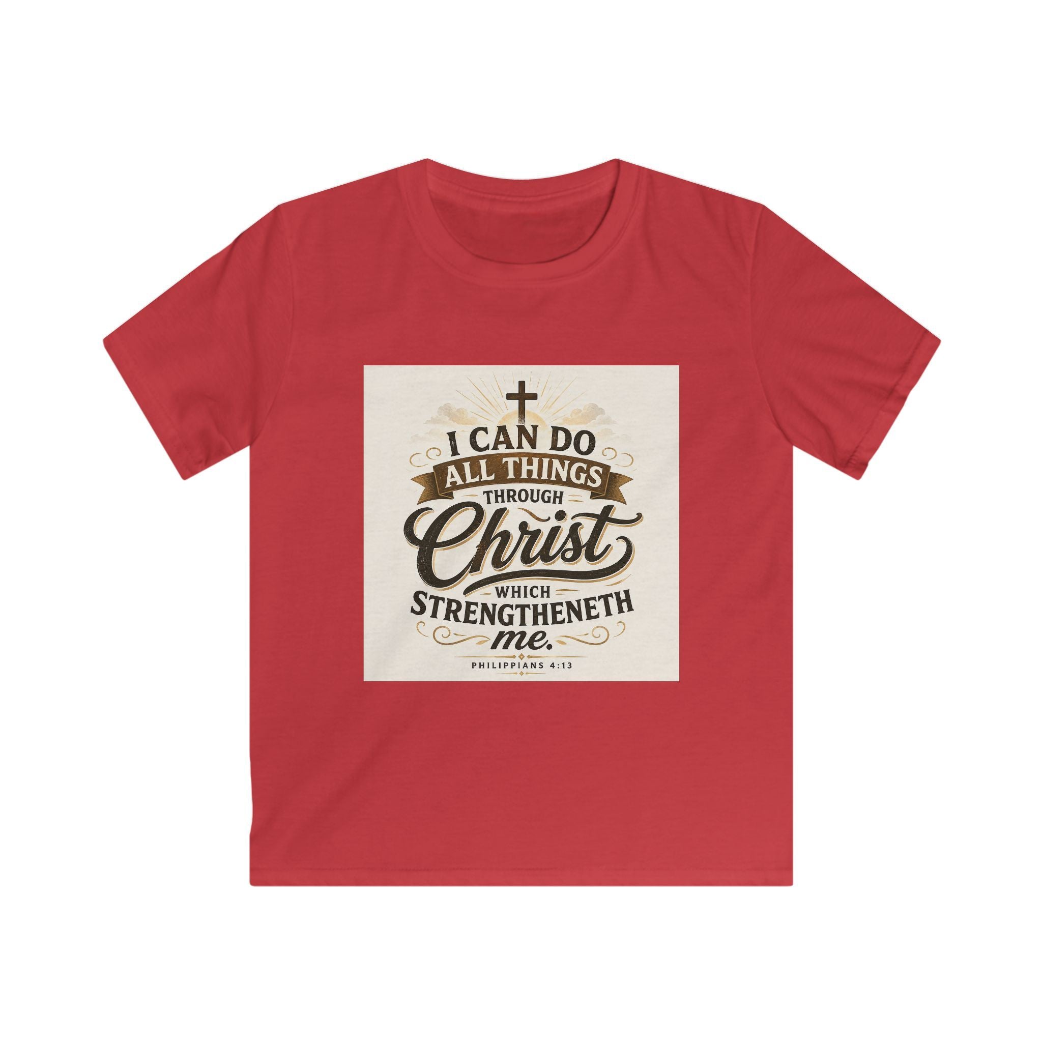Kids Christian Tee — “I Can Do All Things Through Christ” Bible Verse Shirt