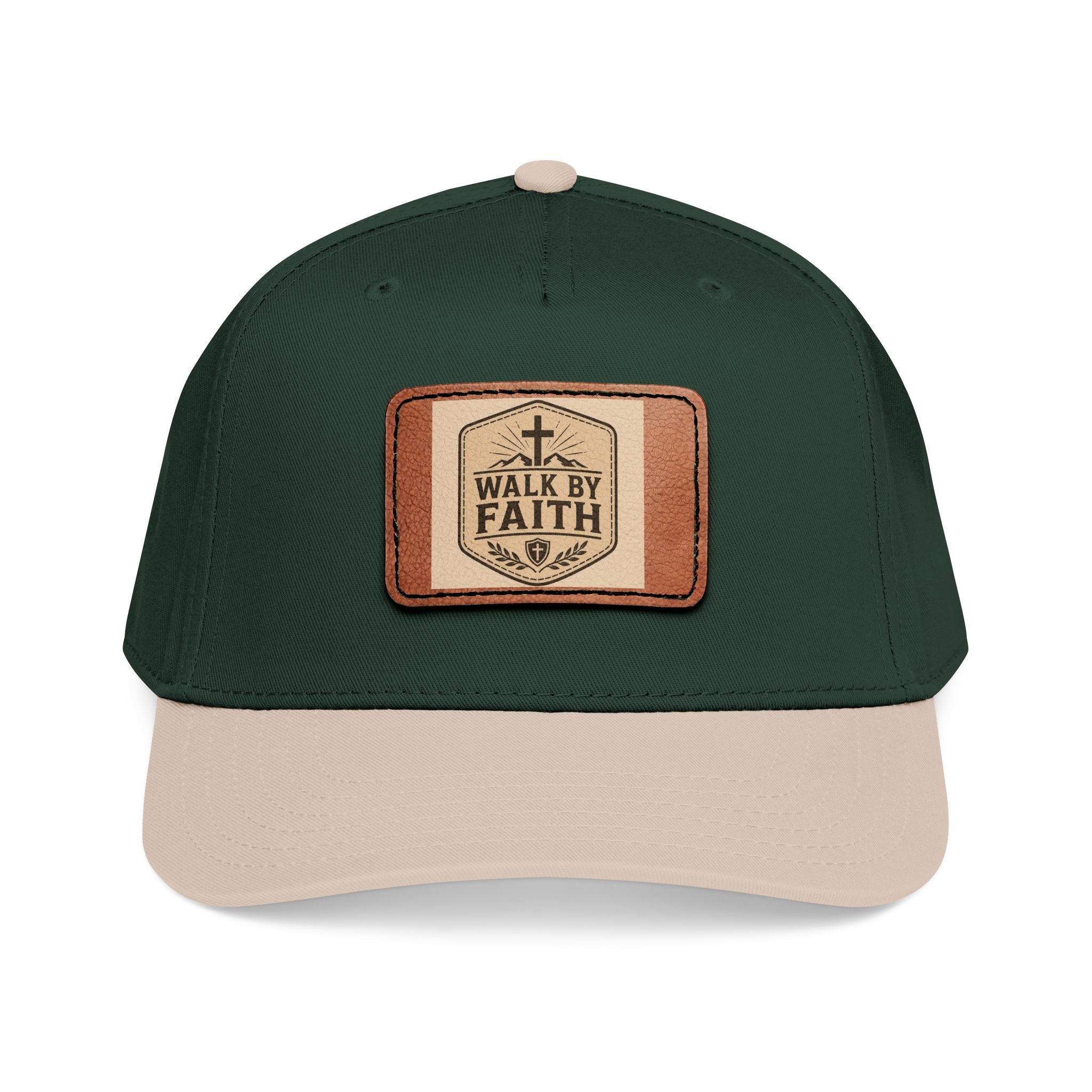 Mid Profile Baseball Cap with Leather Patch (Rectangle)