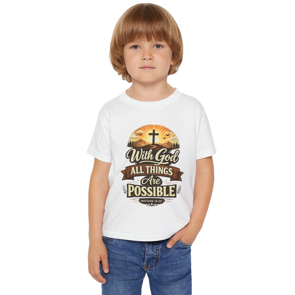 Toddler T-Shirt — "With God All Things Are Possible" Christian Faith Kids Tee