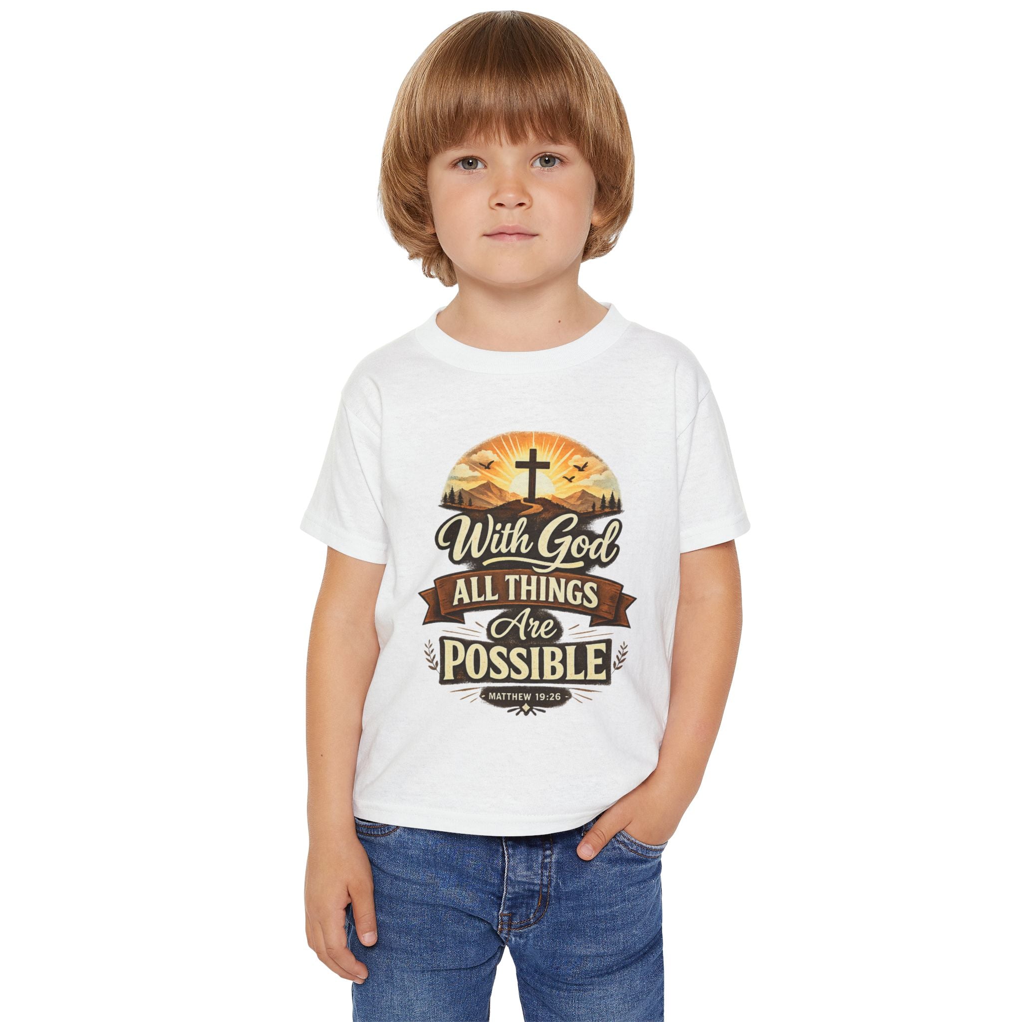 Toddler T-Shirt — "With God All Things Are Possible" Christian Faith Kids Tee