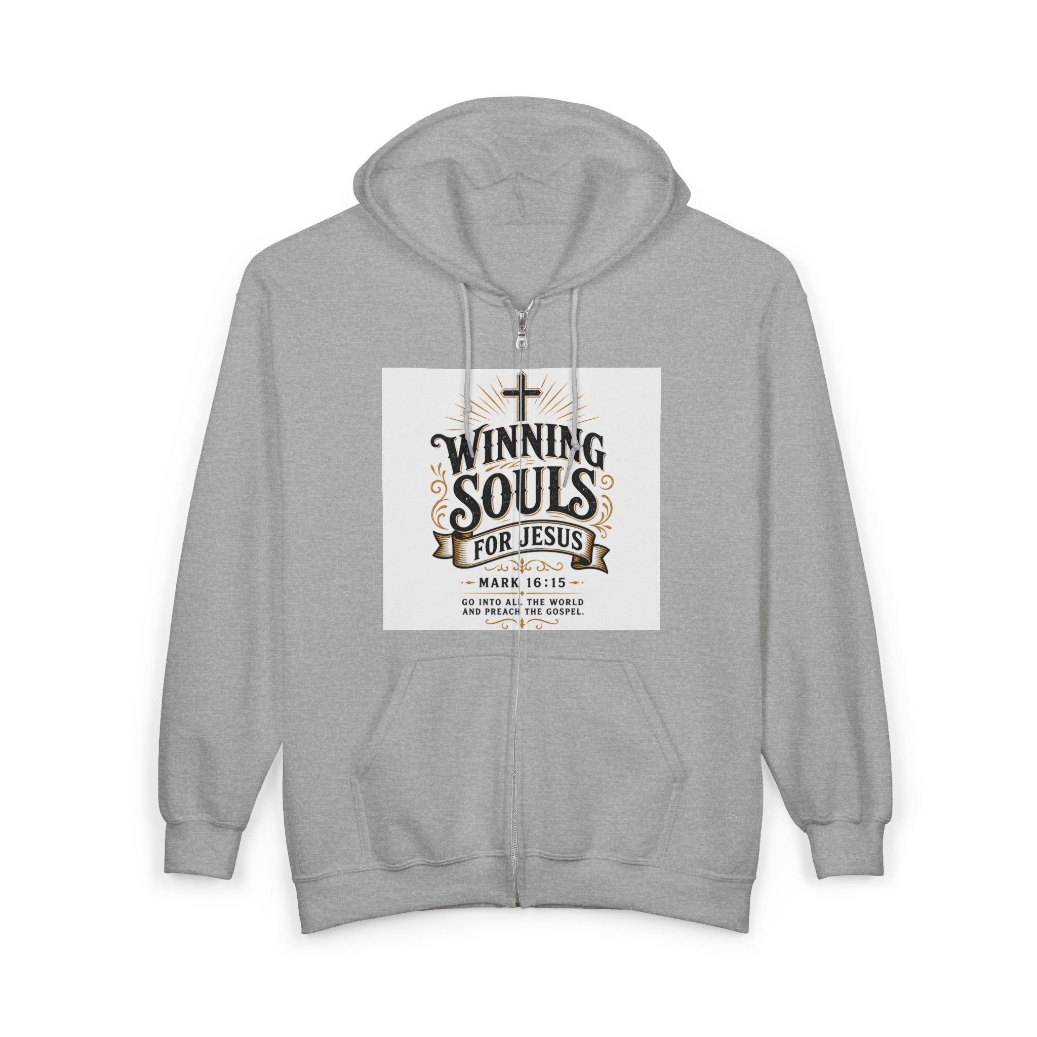 Christian Zip Hoodie — "Winning Souls for Jesus" Faith Ministry Sweatshirt