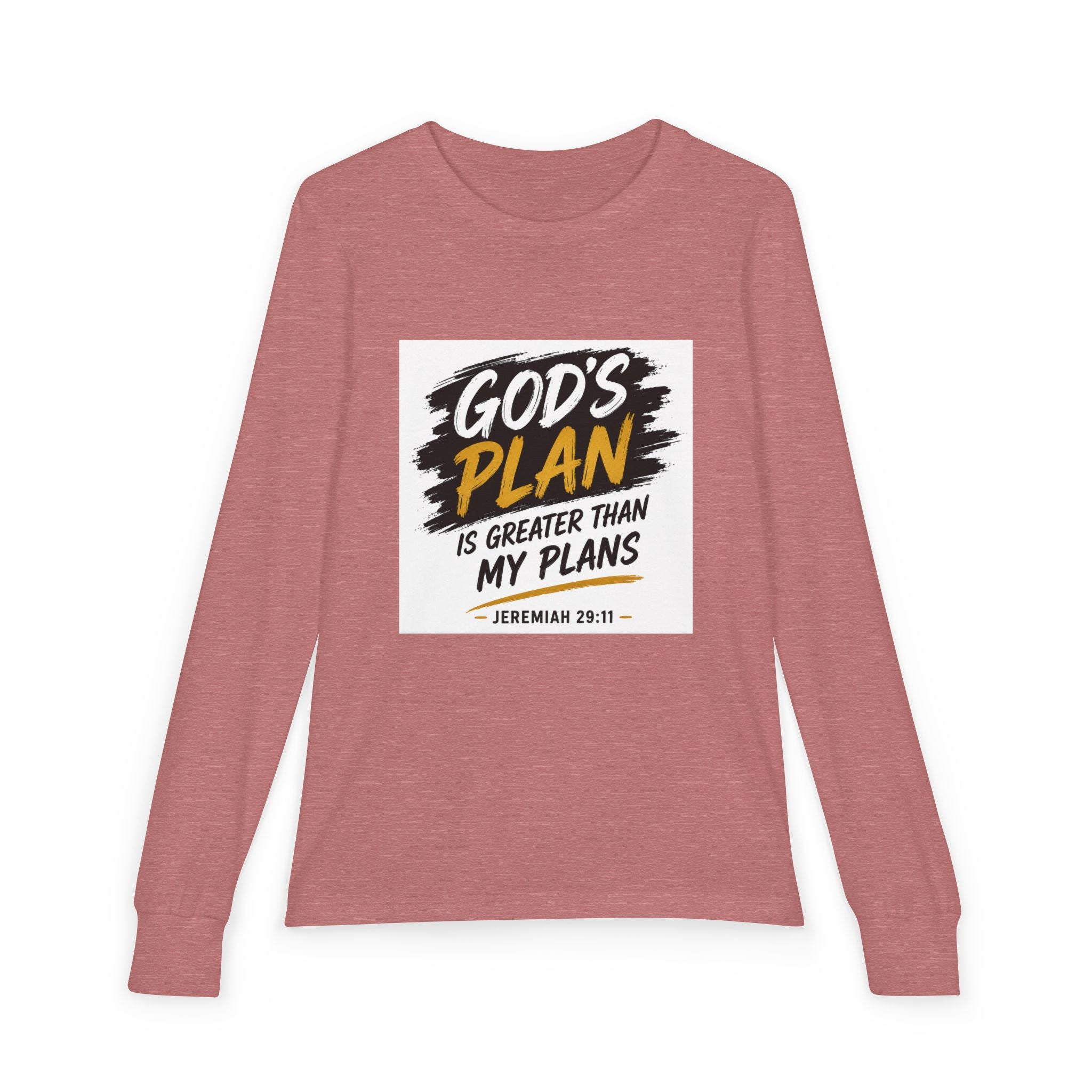 God's Plan Youth Long Sleeve Tee — "God's Plan Is Greater Than My Plans" Christian Kids Shirt