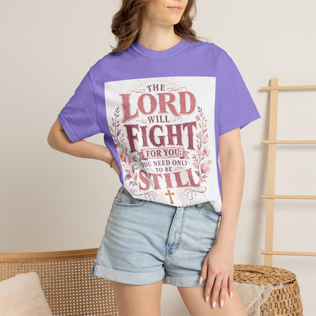 Men's Christian T‑Shirt — "The Lord Will Fight for You; Be Still" Faith Graphic Tee