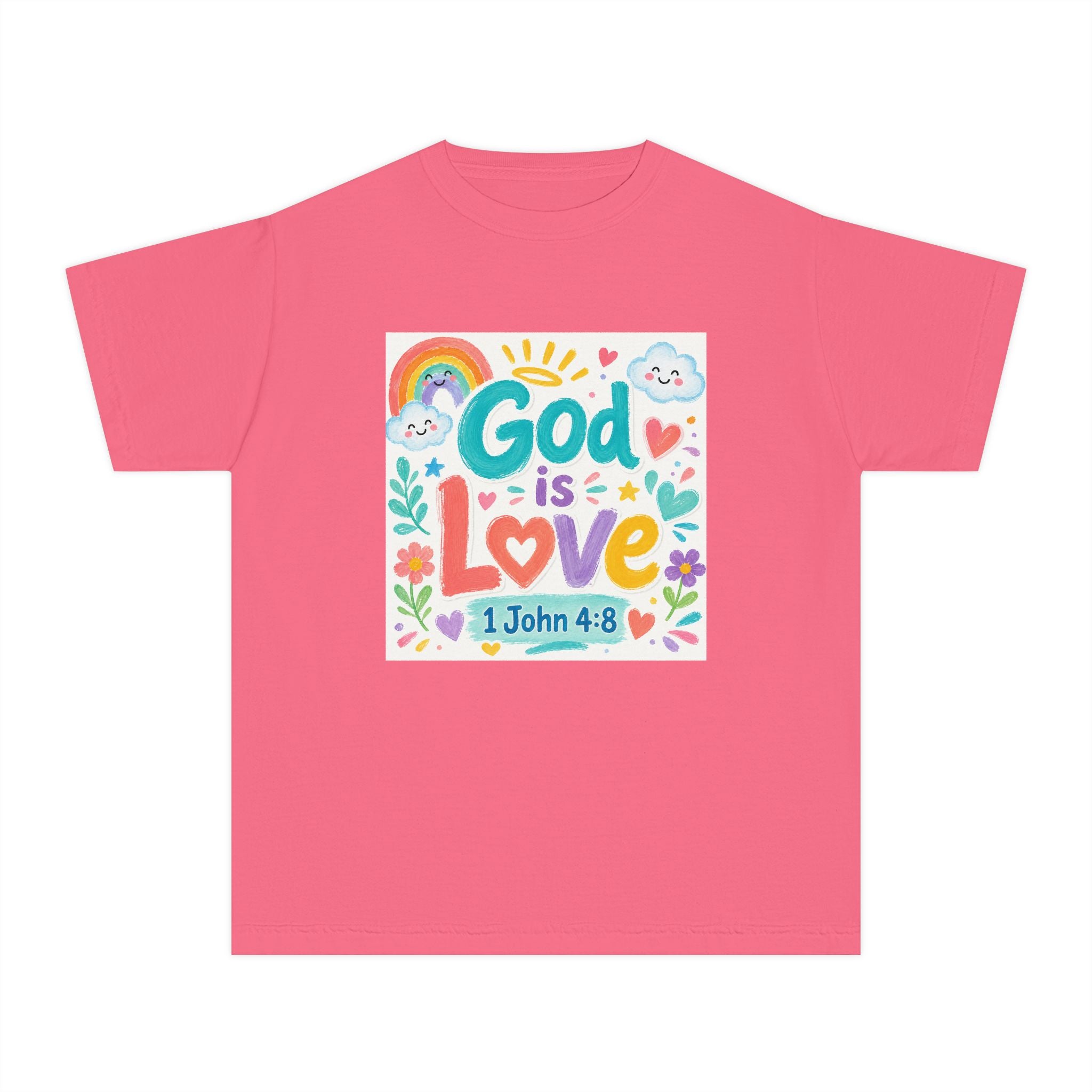 Youth Tee — "God Is Love" Kids Christian T-Shirt (1 John 4:8)