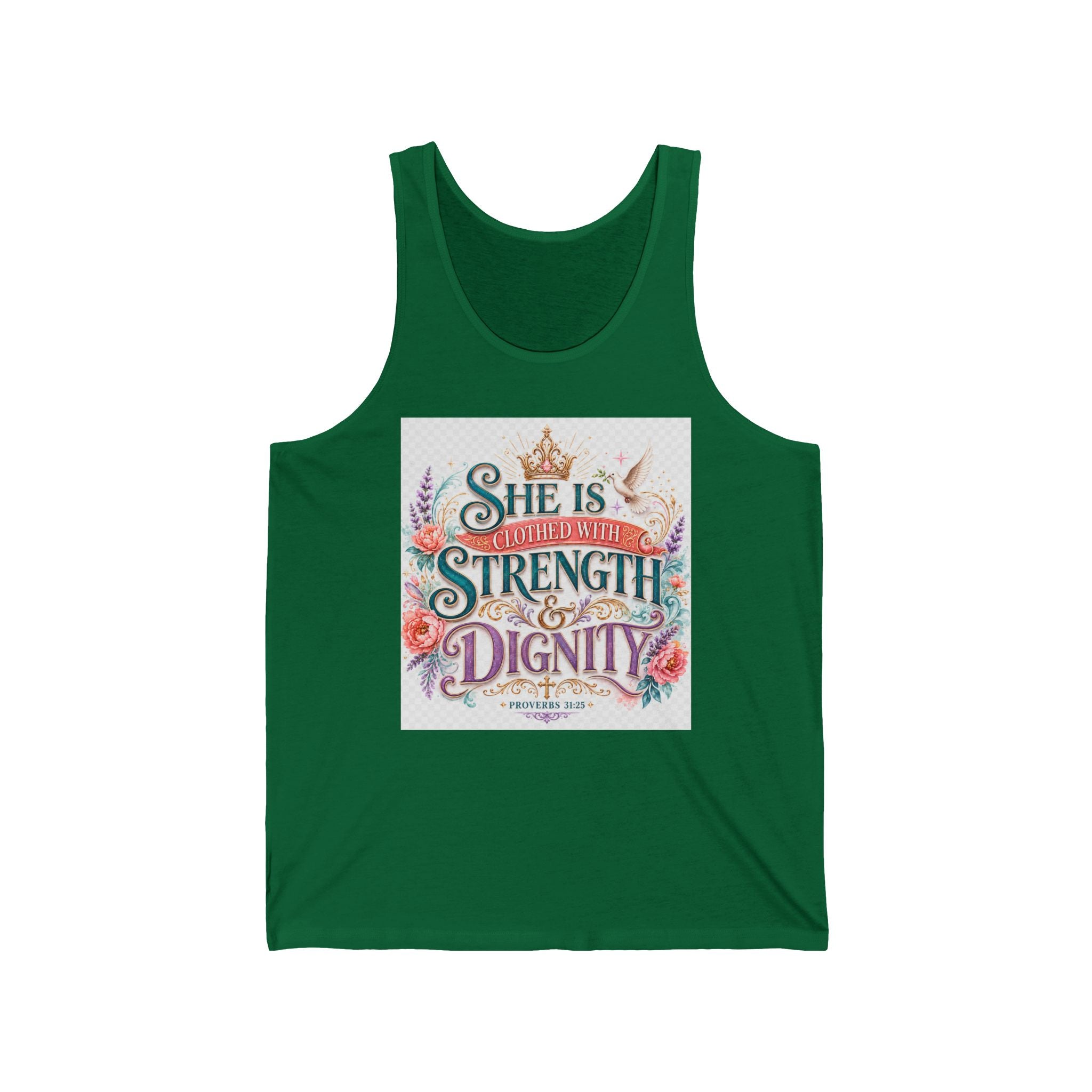 She Is Clothed With Strength & Dignity Tank — Inspirational Floral Women’s Tank Top