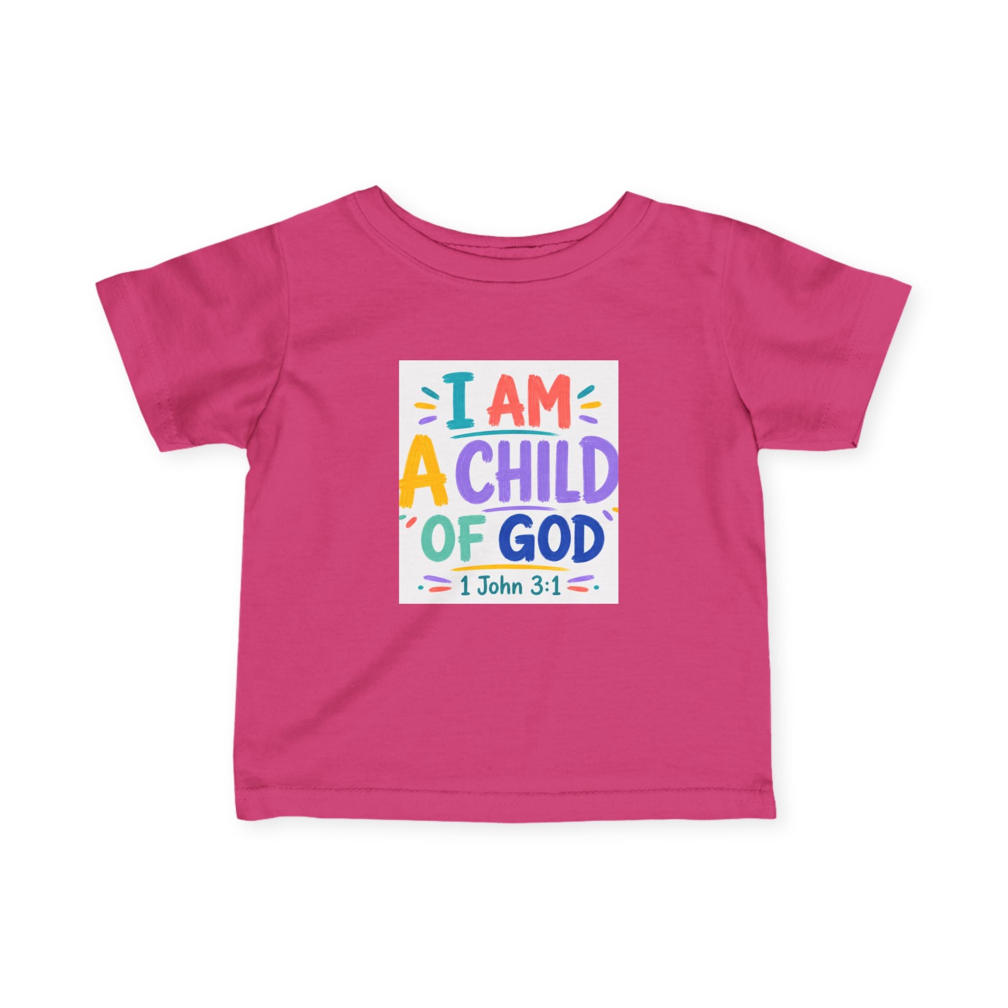 Infant Tee — "I Am A Child of God" Colorful Christian Baby Shirt (1 John 3:1)