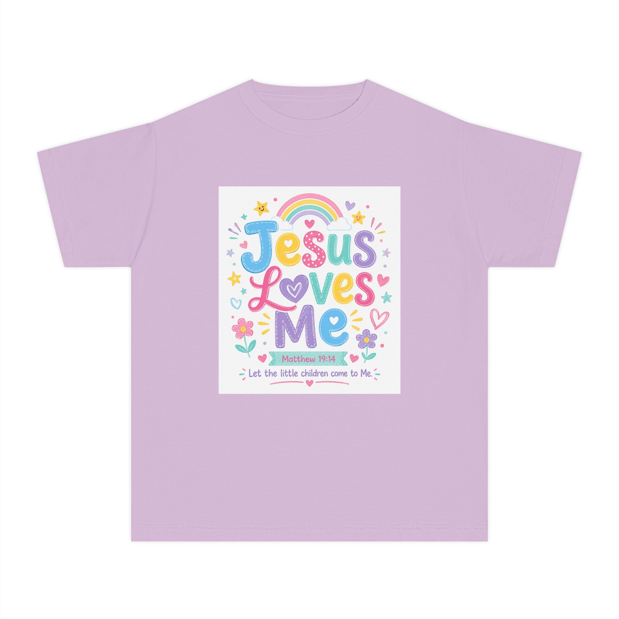 Youth Tee - "Jesus Loves Me" Colorful Kids Christian Graphic Shirt
