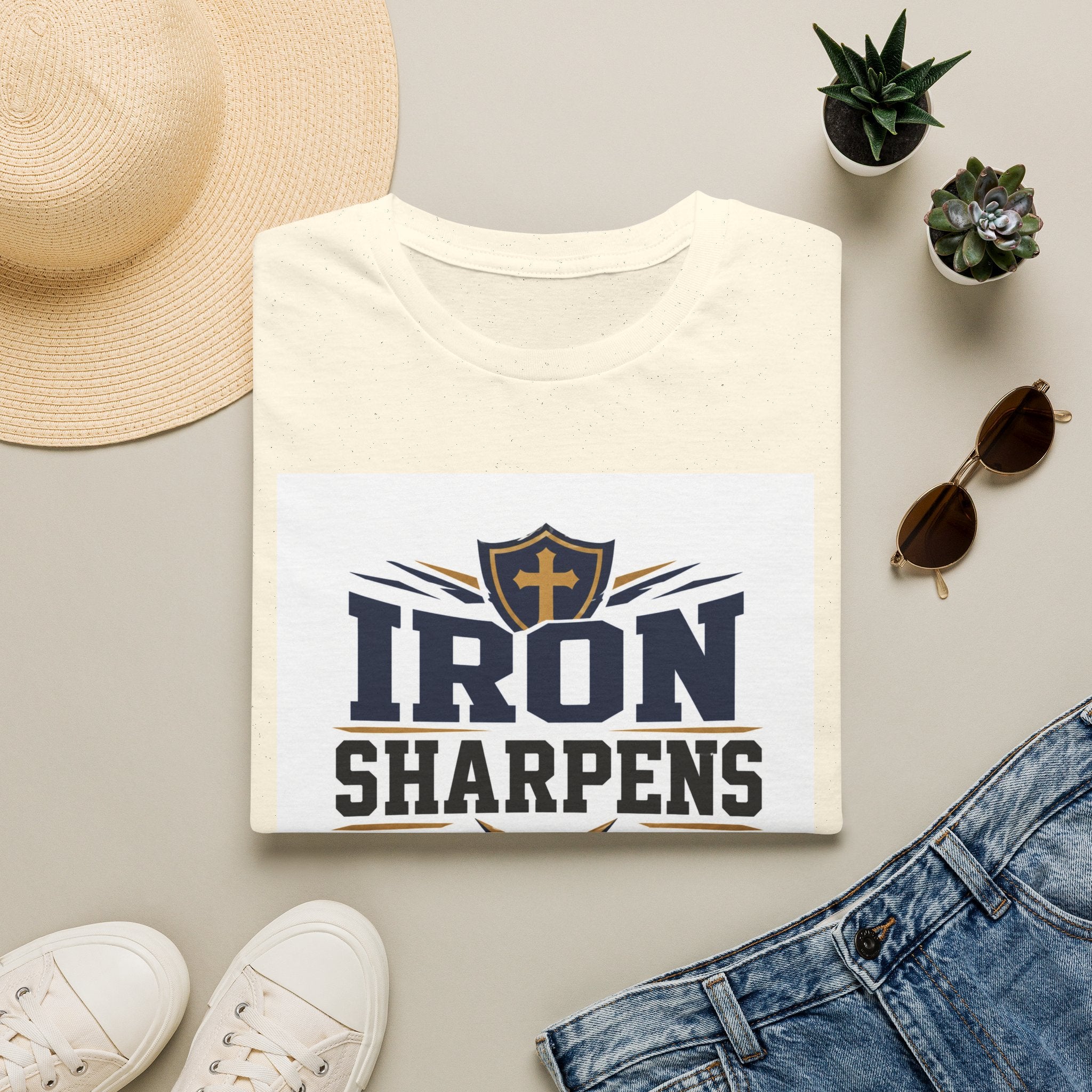 Iron Sharpens Iron T-Shirt — Christian Faith Shield Design