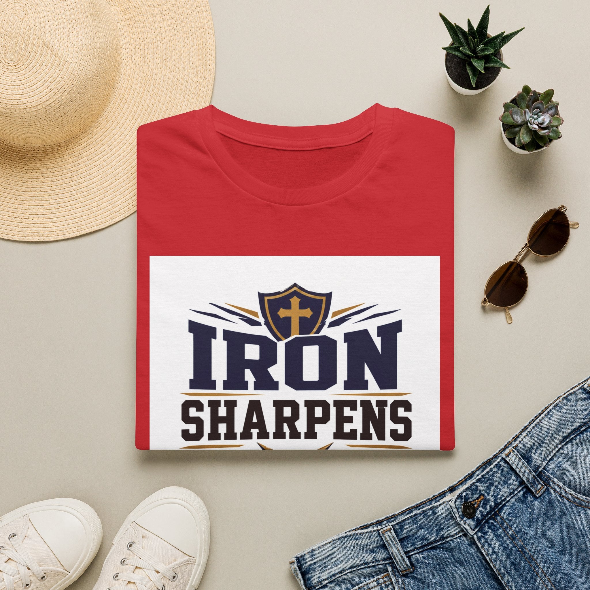 Iron Sharpens Iron T-Shirt — Christian Faith Shield Design