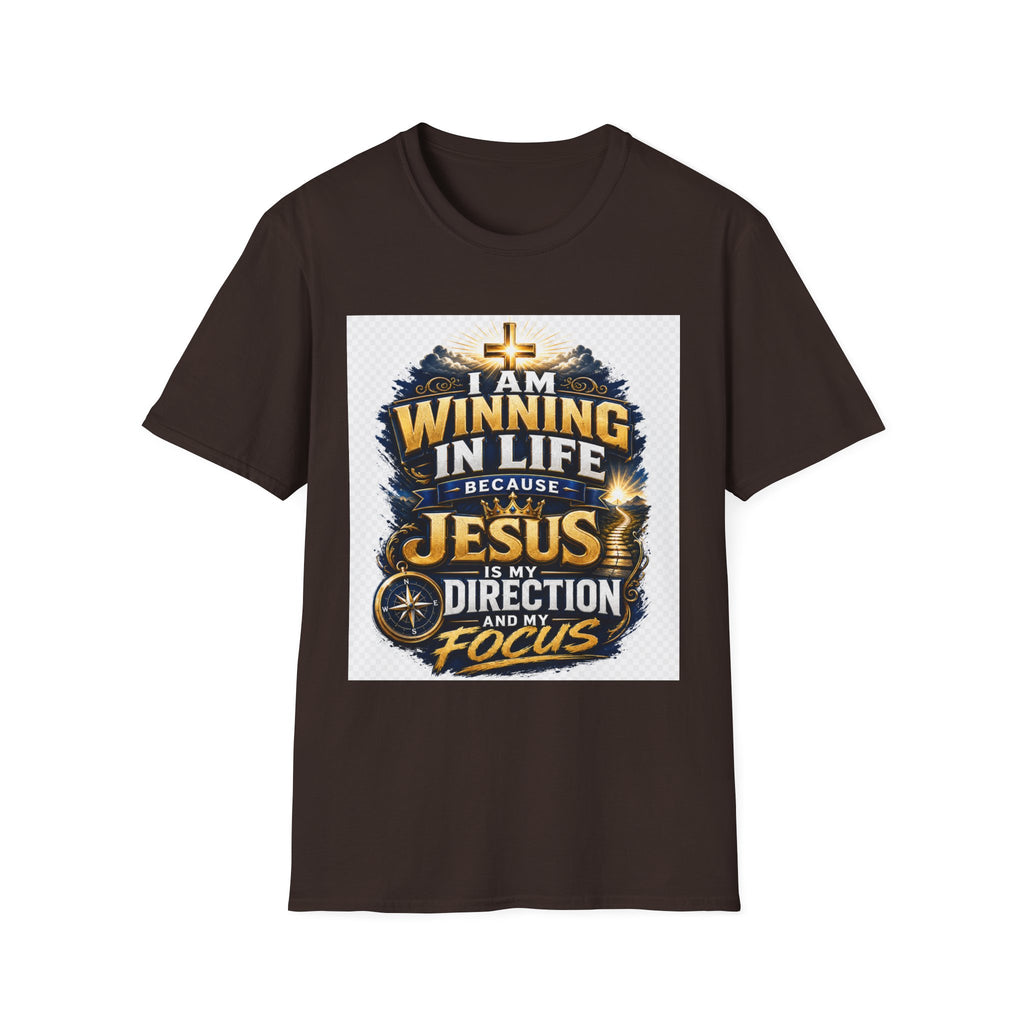 I Am Winning In Life Christian T-Shirt — "Jesus Is My Direction" Inspirational Faith Tee