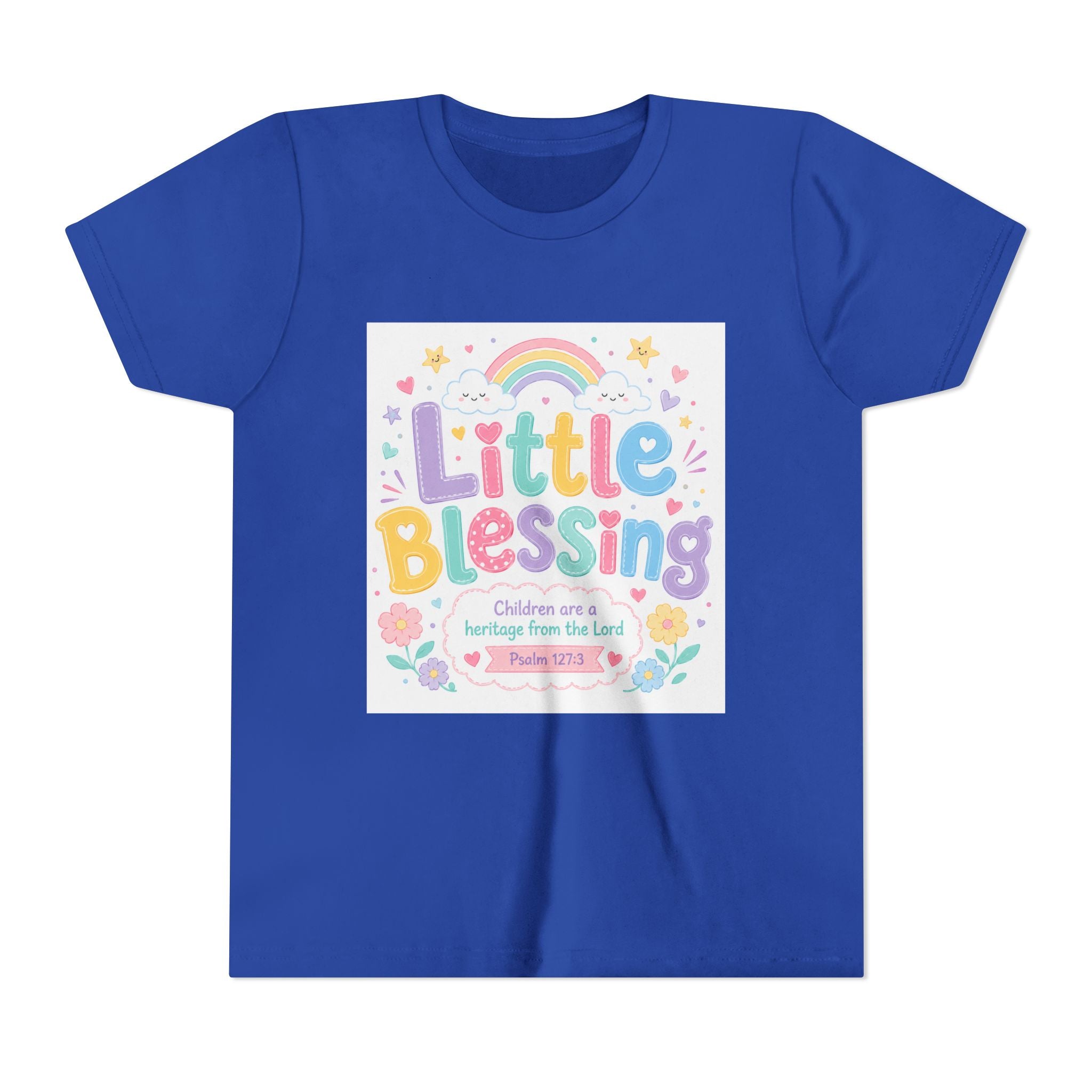 Youth Tee — “Little Blessing” Pastel Rainbow Kids T-Shirt