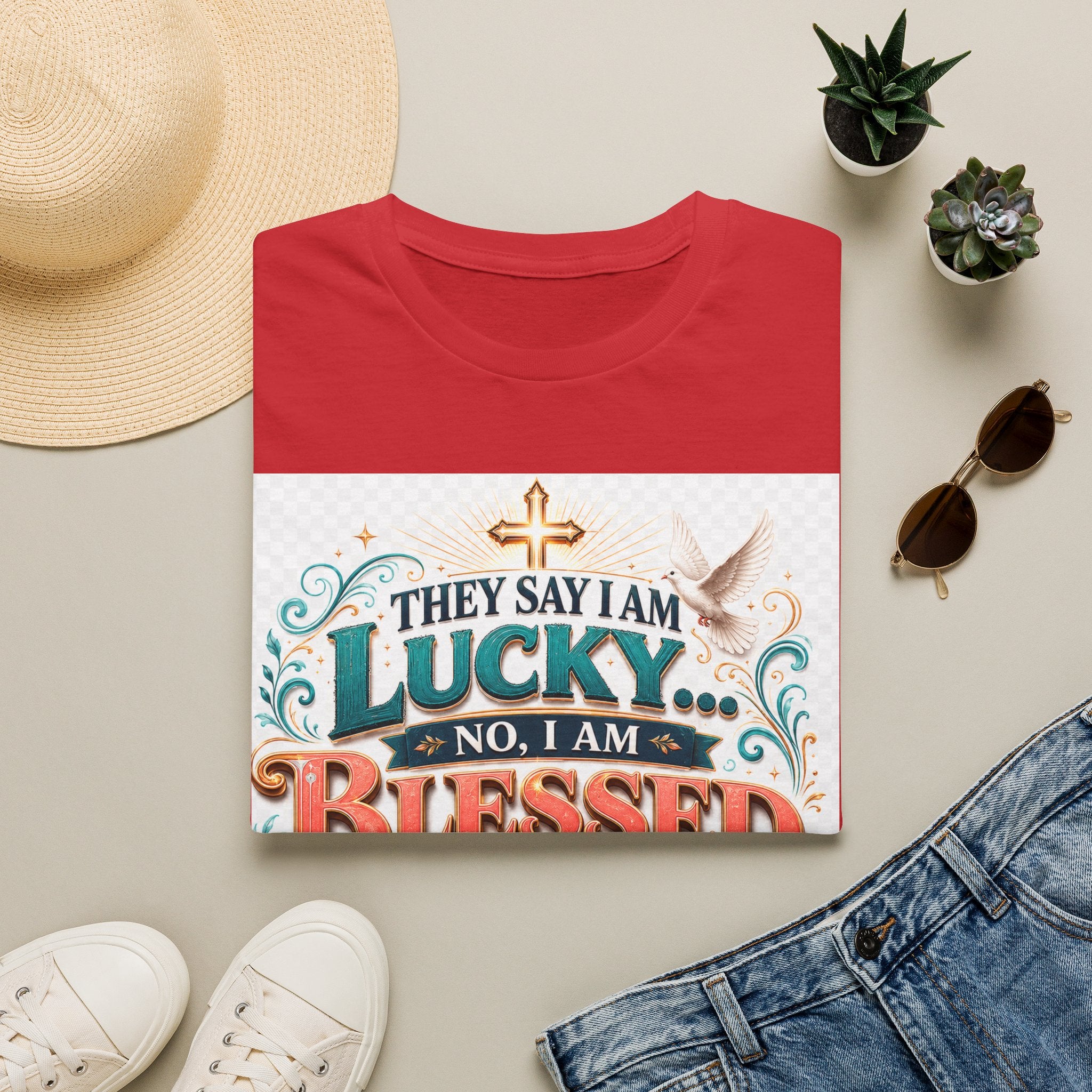 They Say I Am Lucky No, I Am Blessed T-Shirt — Christian Faith Tee