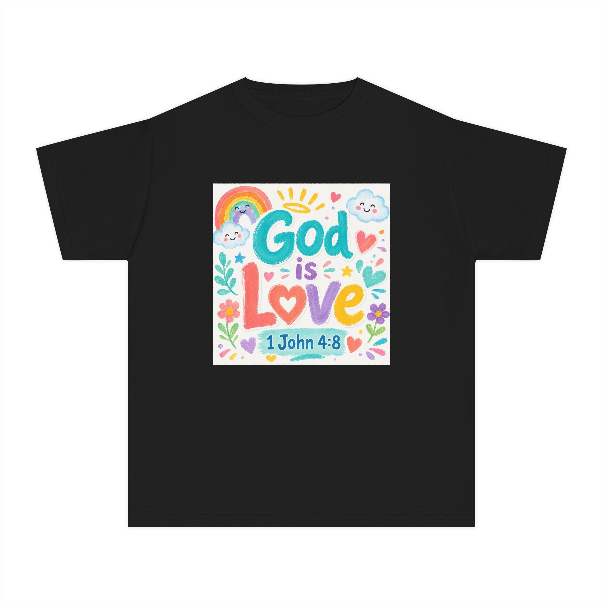 Youth Tee — "God Is Love" Kids Christian T-Shirt (1 John 4:8)