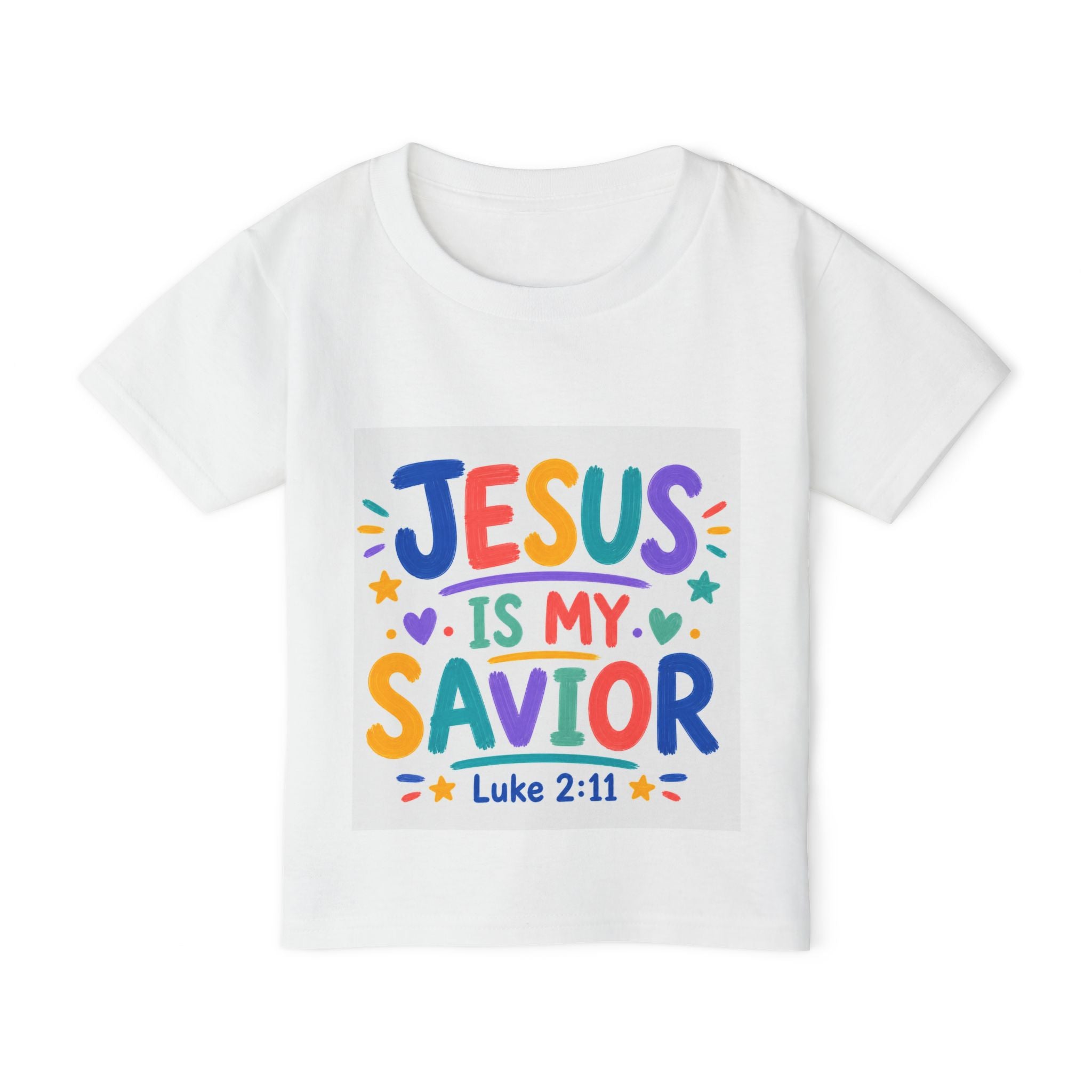 Toddler T-Shirt — "Jesus Is My Savior" Colorful Christian Kids Tee (Luke 2:11)