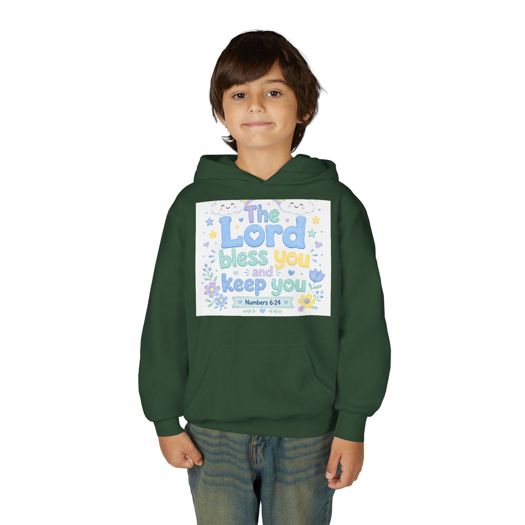 Youth Hoodie — "The Lord Bless You and Keep You" Scripture Sweatshirt (Numbers 6:24)