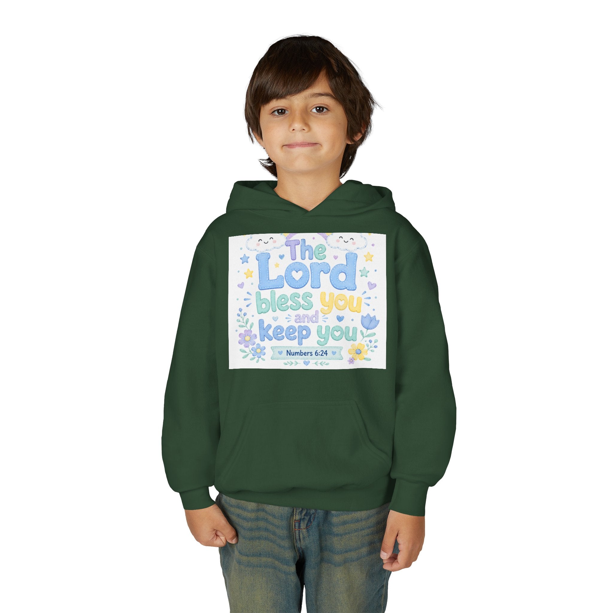 Youth Hoodie — "The Lord Bless You and Keep You" Scripture Sweatshirt (Numbers 6:24)