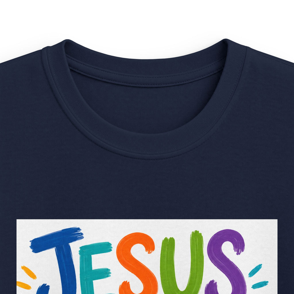Kids Tee — "Jesus Loves Me" Colorful Scripture T‑Shirt (John 3:16)