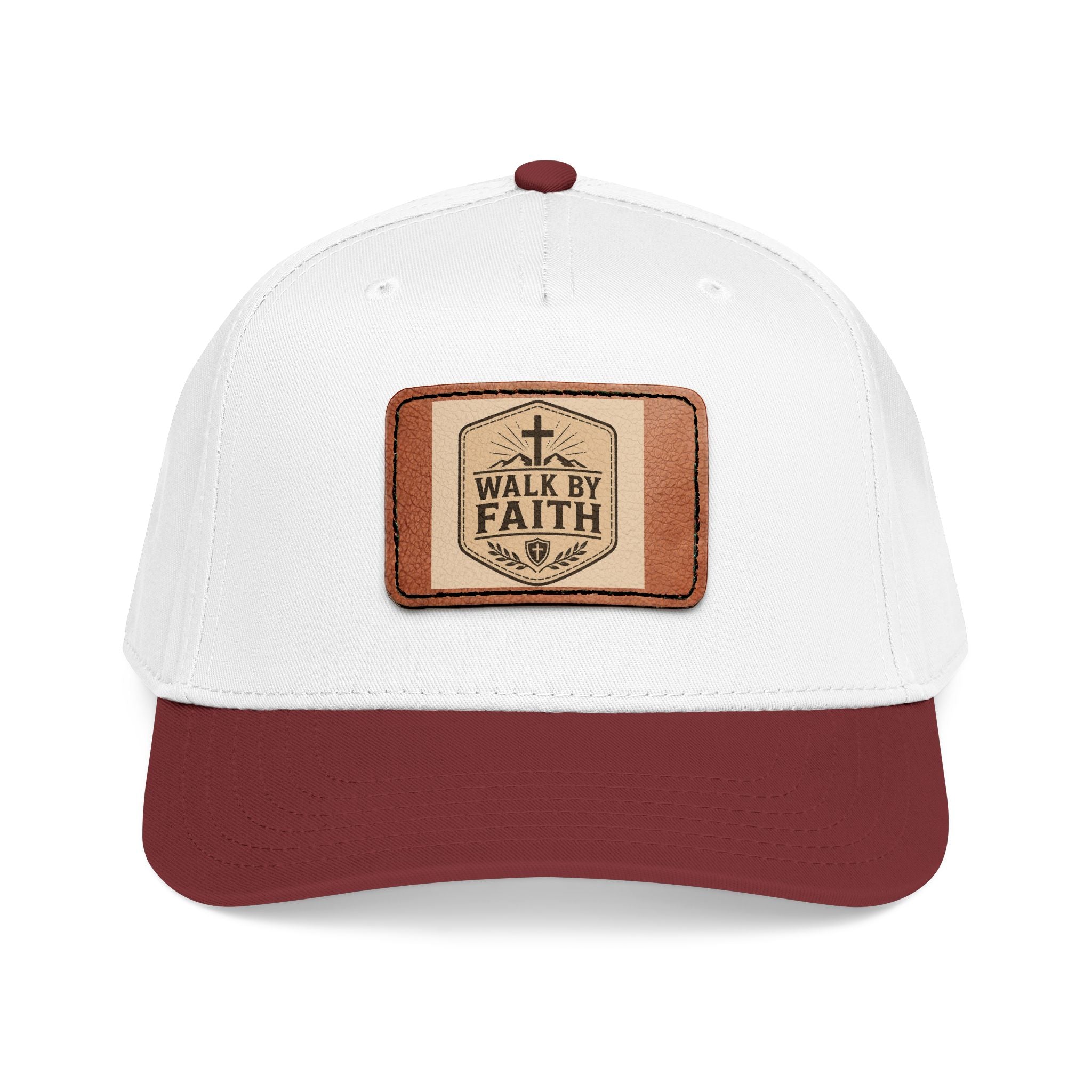 Mid Profile Baseball Cap with Leather Patch (Rectangle)
