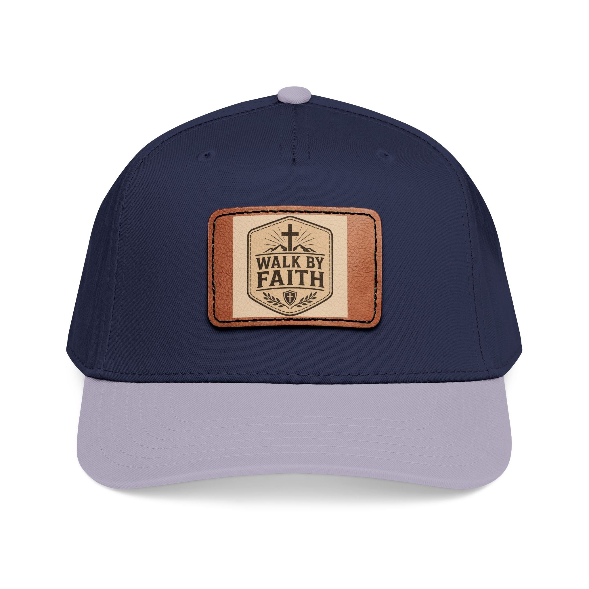 Mid Profile Baseball Cap with Leather Patch (Rectangle)