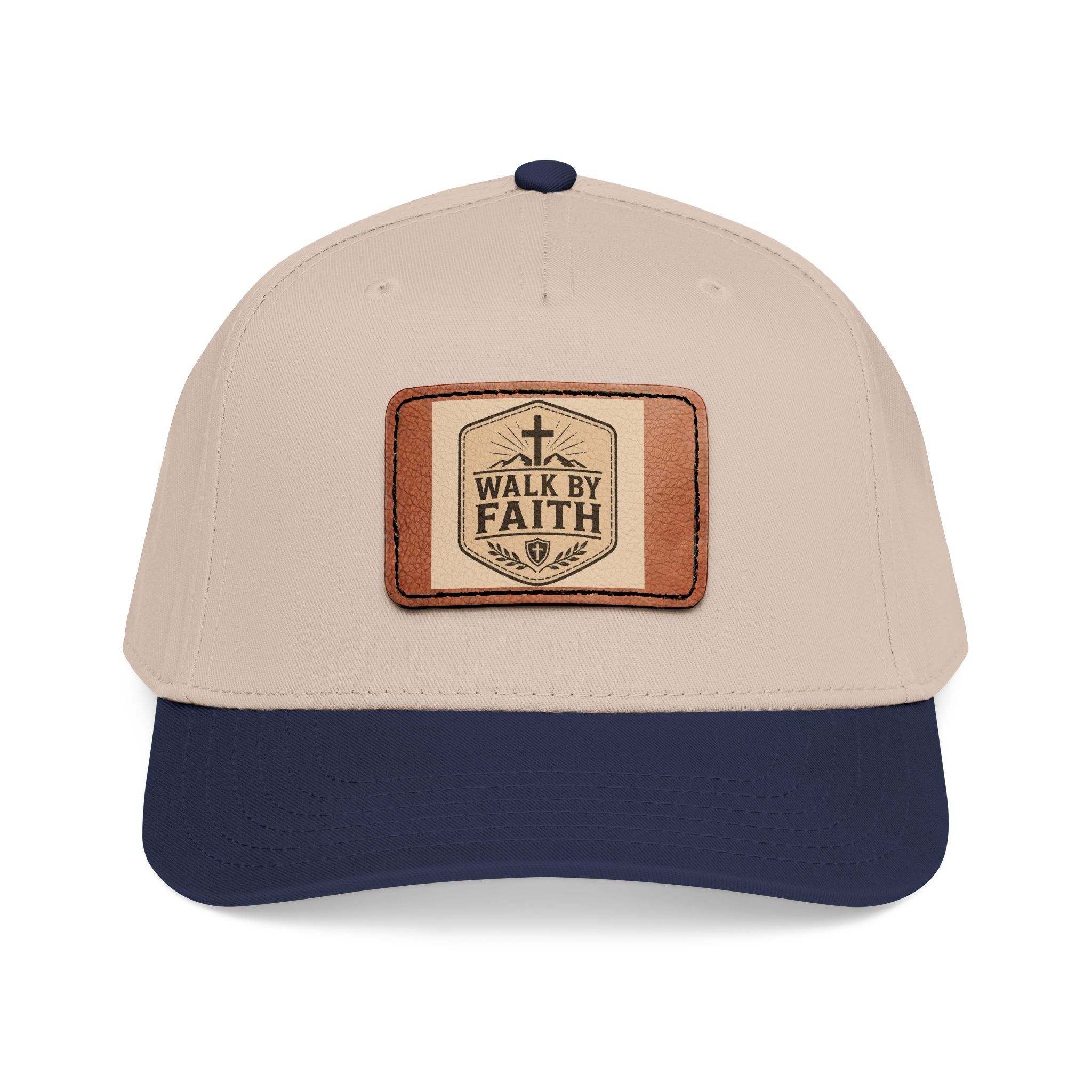 Mid Profile Baseball Cap with Leather Patch (Rectangle)