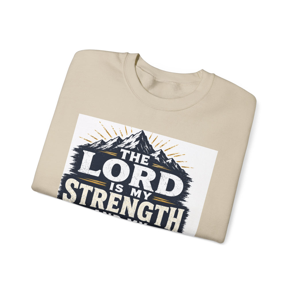 Crewneck Sweatshirt — "The Lord Is My Strength and My Shield" Psalm 28:7 Christian Pullover