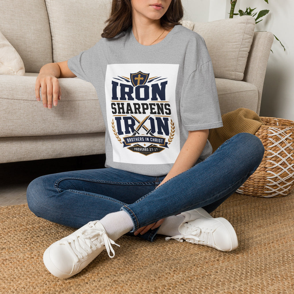 Iron Sharpens Iron T-Shirt — Christian Faith Shield Design