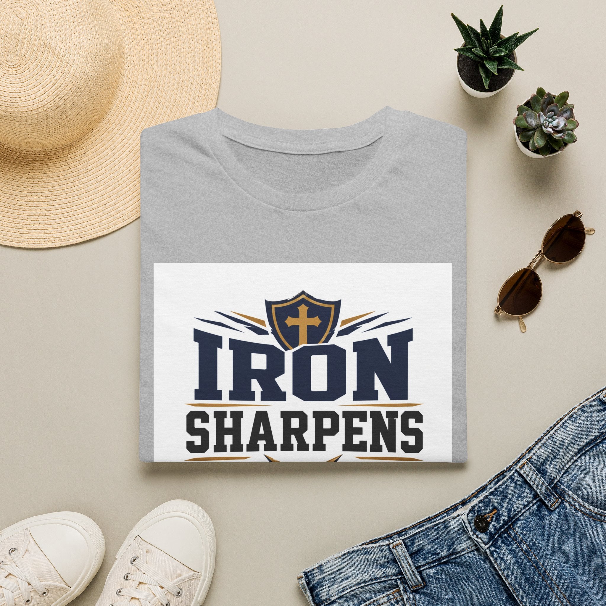 Iron Sharpens Iron T-Shirt — Christian Faith Shield Design