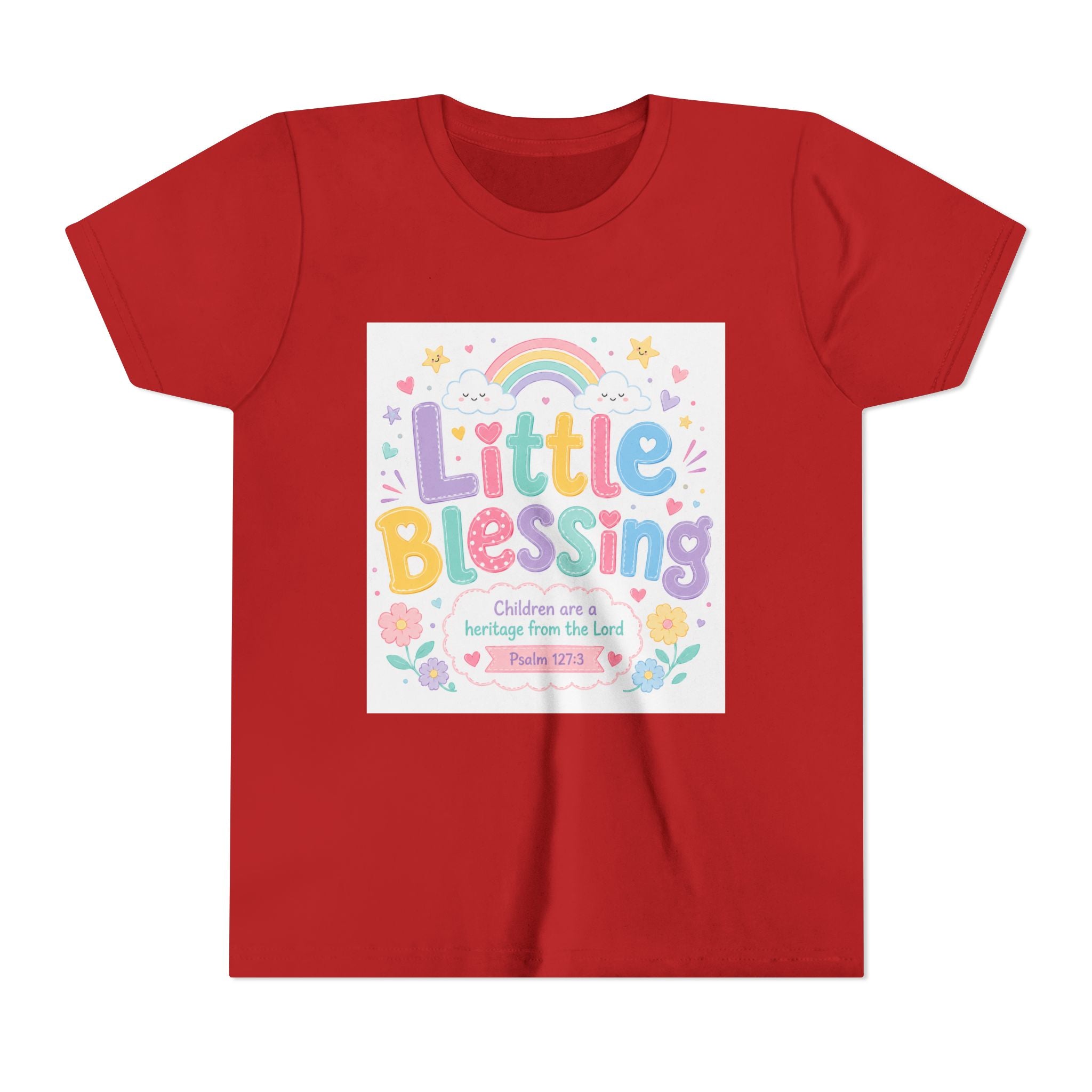 Youth Tee — “Little Blessing” Pastel Rainbow Kids T-Shirt