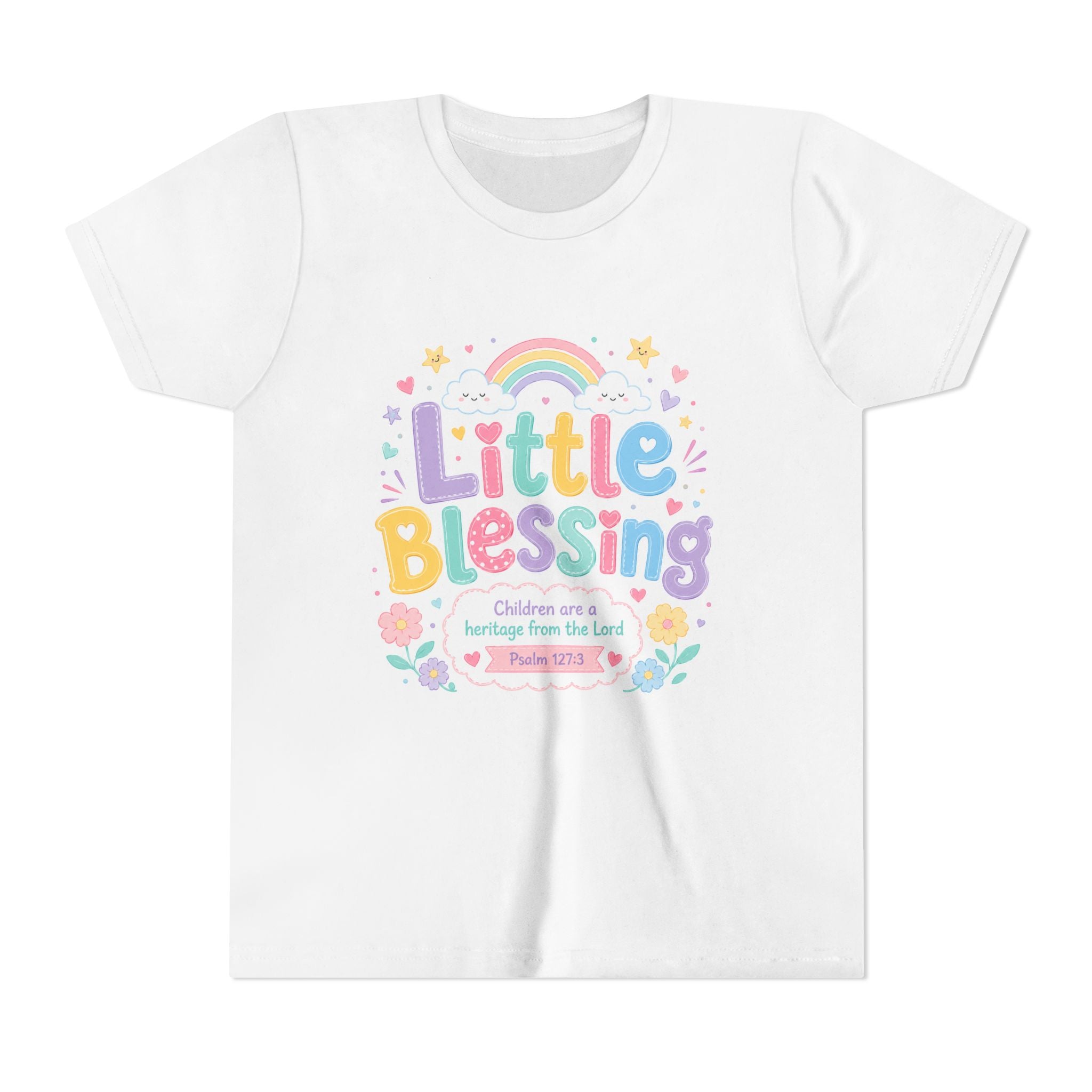 Youth Tee — “Little Blessing” Pastel Rainbow Kids T-Shirt