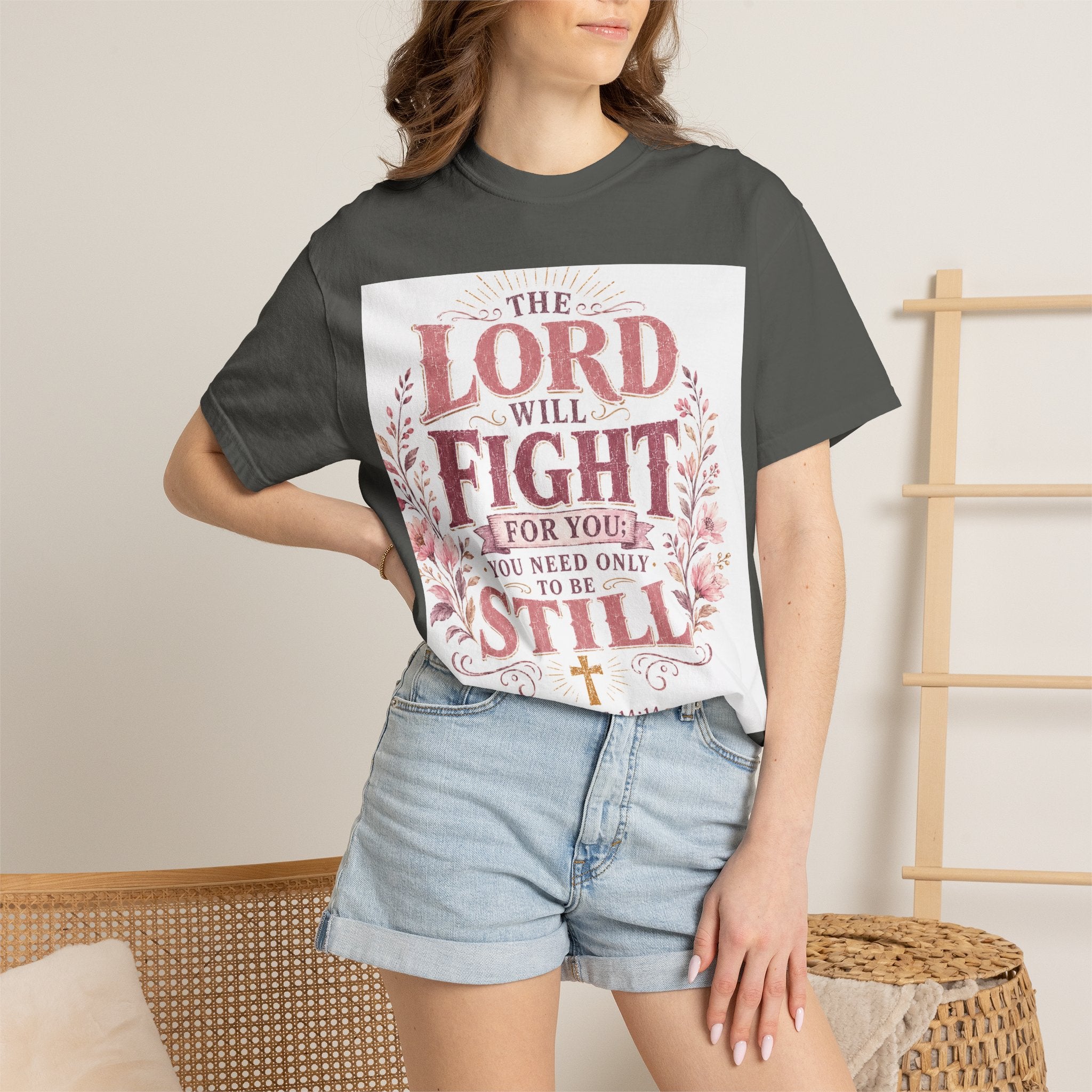 Men's Christian T‑Shirt — "The Lord Will Fight for You; Be Still" Faith Graphic Tee