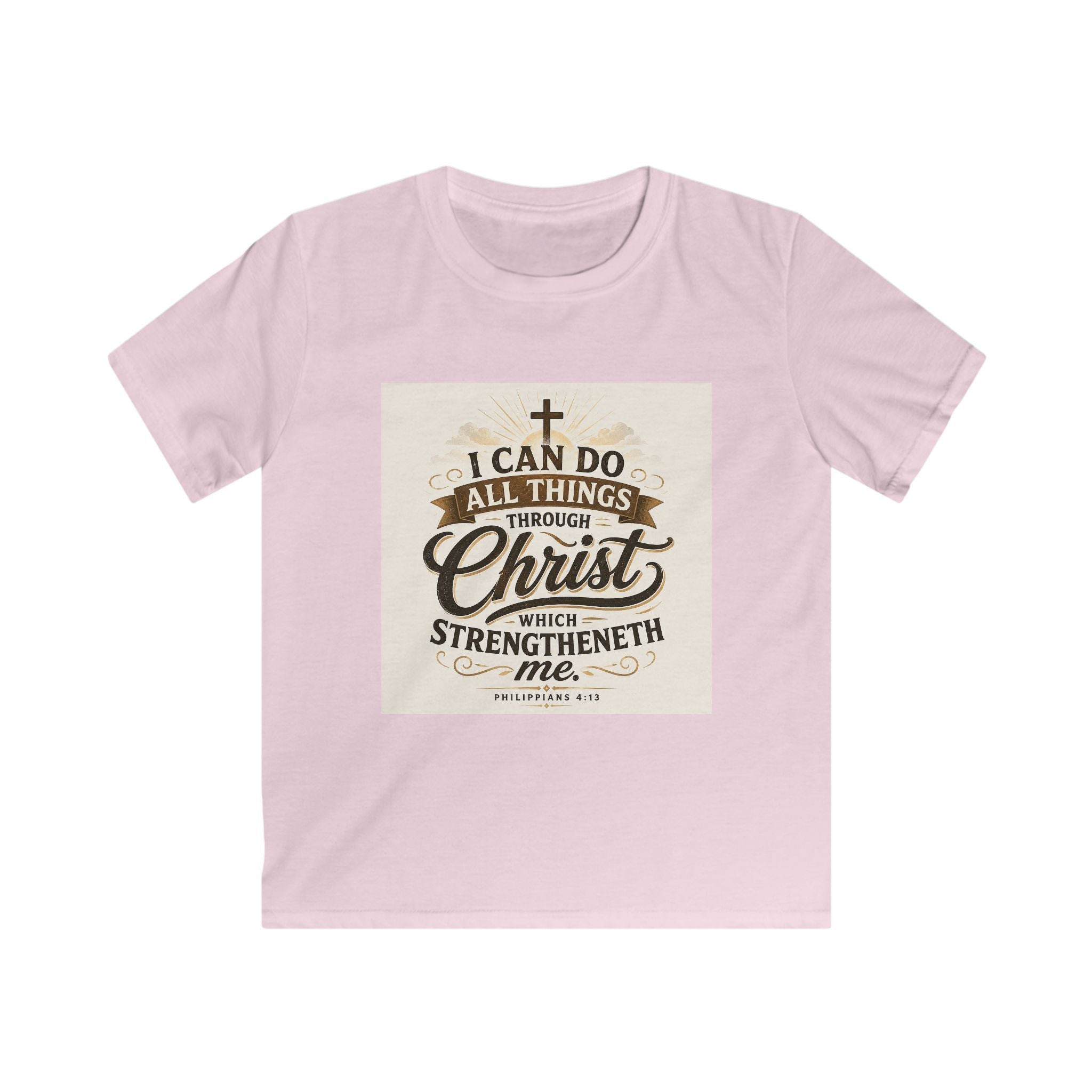 Kids Christian Tee — “I Can Do All Things Through Christ” Bible Verse Shirt
