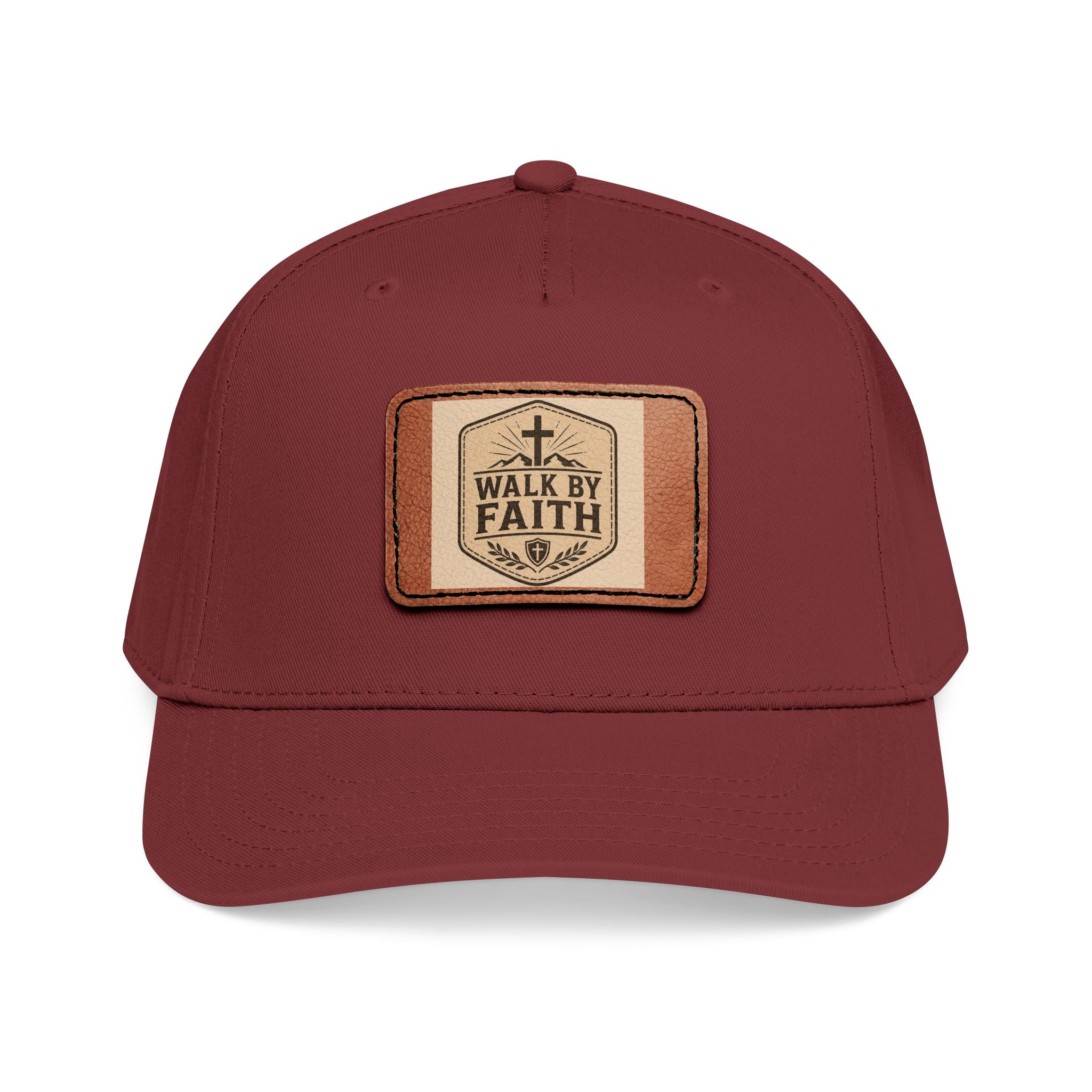 Mid Profile Baseball Cap with Leather Patch (Rectangle)