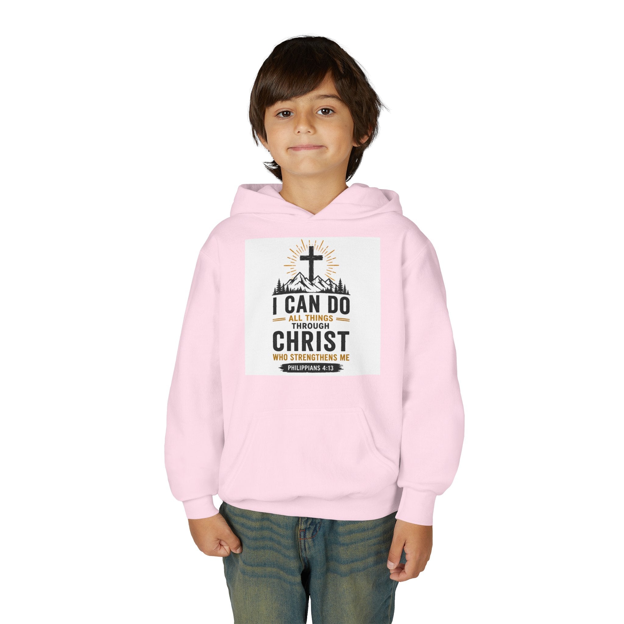 Christian Youth Hoodie - "I Can Do All Things Through Christ" Faith Pullover